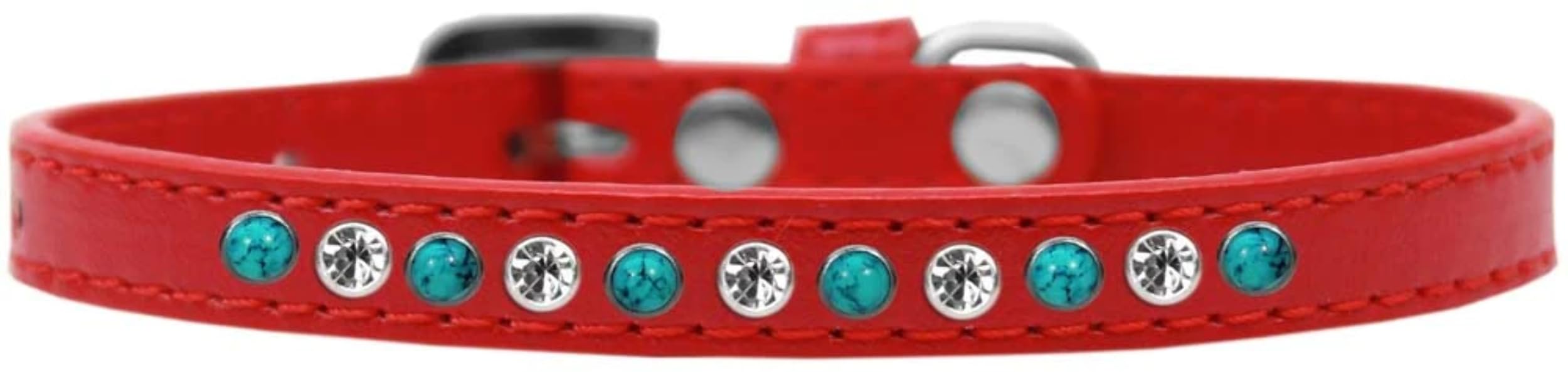 Dog, Puppy and Pet Fashion Collar, Premium Southwest Turquoise Pearl & Clear Crystals Light Pink 12
