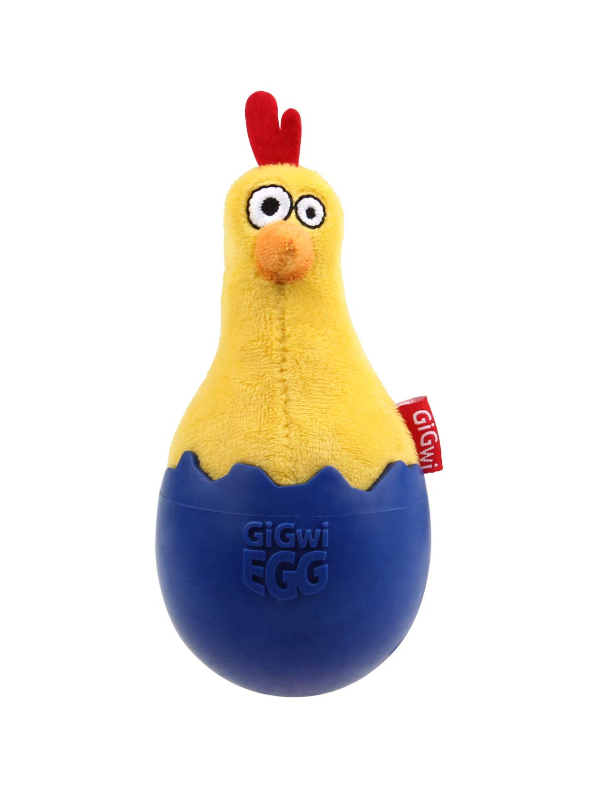 Gigwi Wobble Egg Dog Toy, Durable Thick Rubber Bottom For Wobbling Fun, Soft Plush With Squeaker, Reduces Boredom, Gentle On Dog