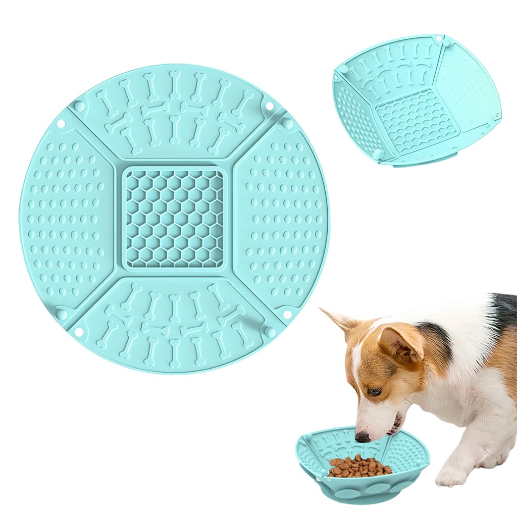 Qpets Slow Feeder Bowl For Dogs, Silicone Dog Interactive Treat Dispenser Tool Foldable Interactive Feeding Dish NonSlip Dogs P