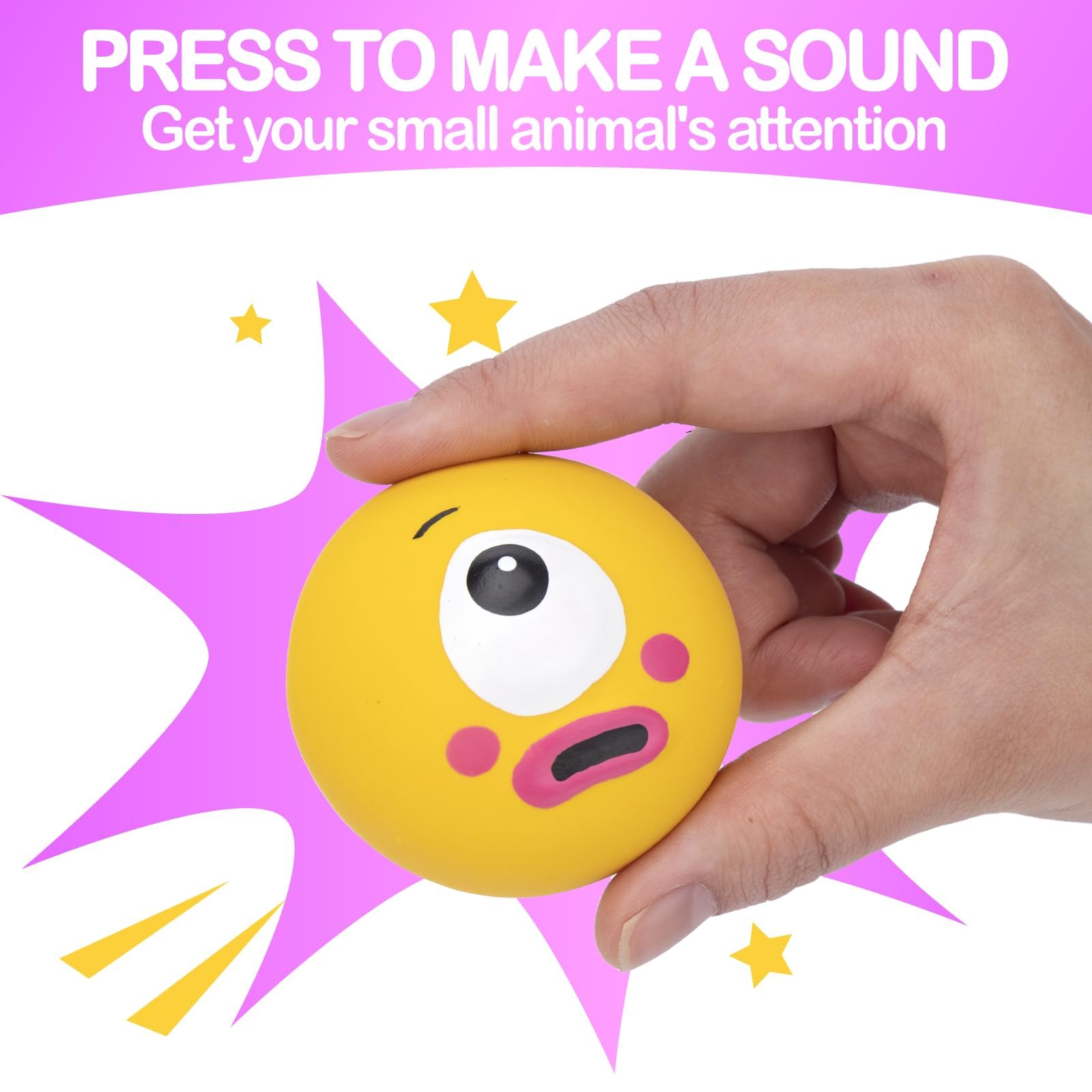 BESNEW Natural Rubber Squeaker Toys for Ferrets - 3 Pack High Elasticity Teething Balls - Easy to Clean, Tough Dog Toys