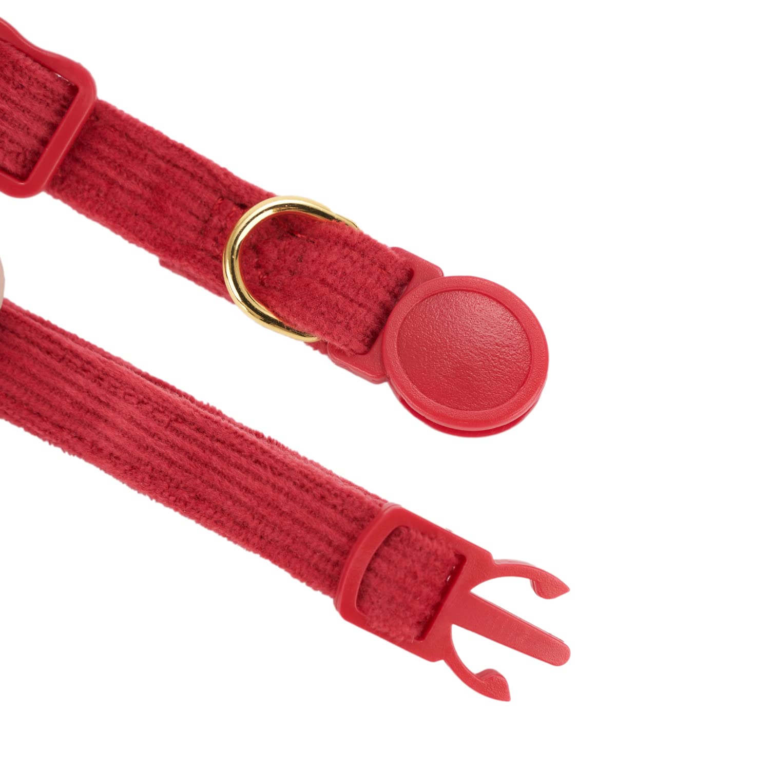 Petiry Soft Corduroy Cat Collar, Plaid Pattern, With Bell And Bowtie, Safety Breakaway Clasp, Adjustable For Kitten And Cats Red