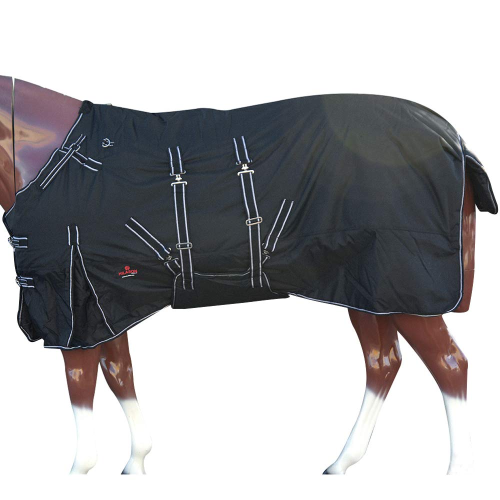 Hilason Black 84 In 1200D Winter Waterproof Poly Horse Blanket Belly Wrap Black | Horse Blanket | Horse