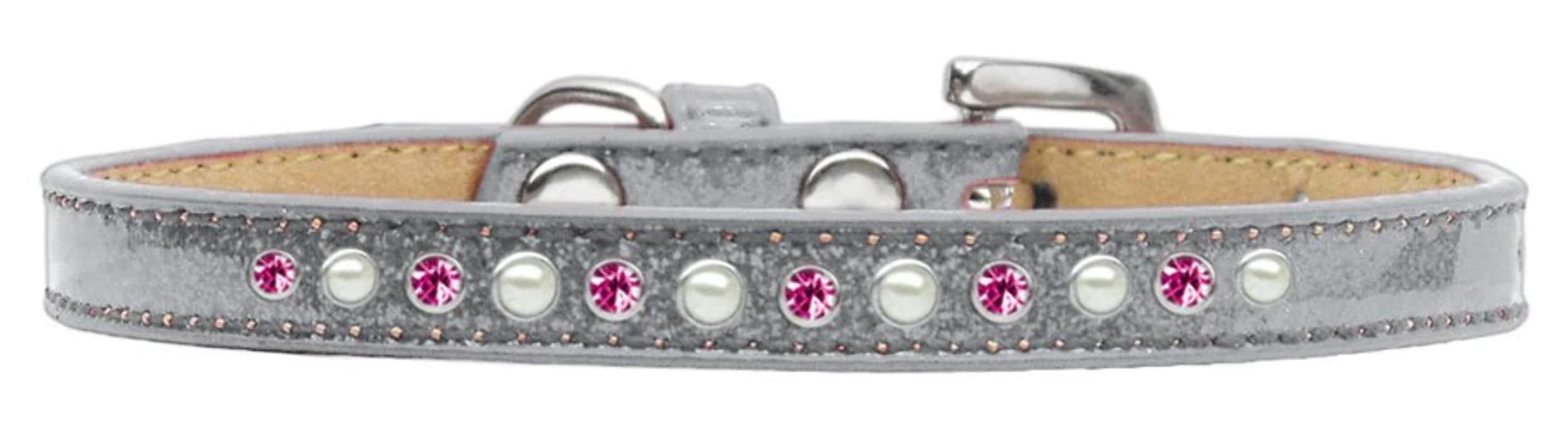 Dog, Puppy and Pet Ice Cream Collar, Pearl & Pink Crystal Rimsets Gold 16