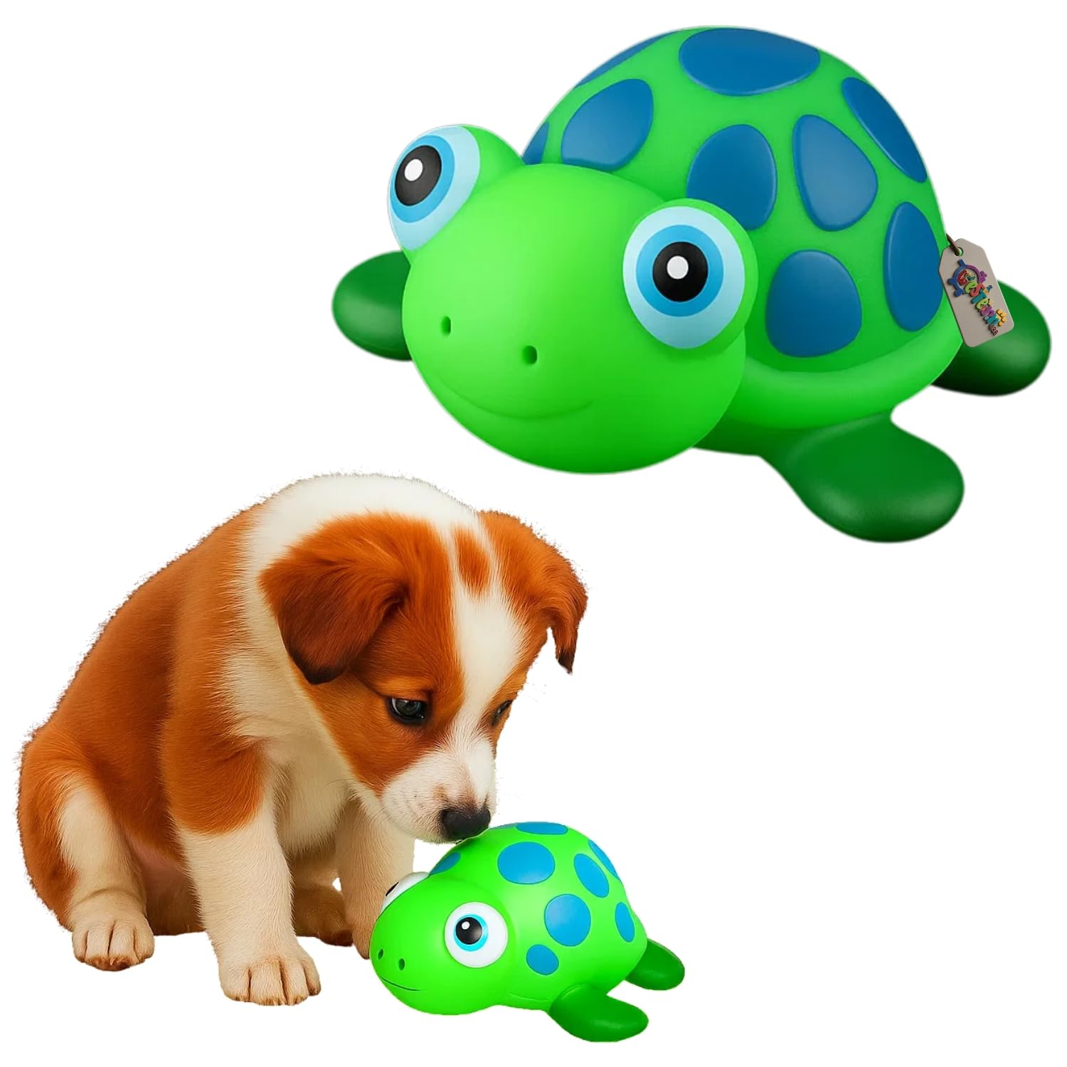Western Era Turtle Squeaky Dog Toy | Soft Rubber Chew Toy With BuiltIn Sound | Interactive Pet Play Toy For Dogs & Puppies | Ch