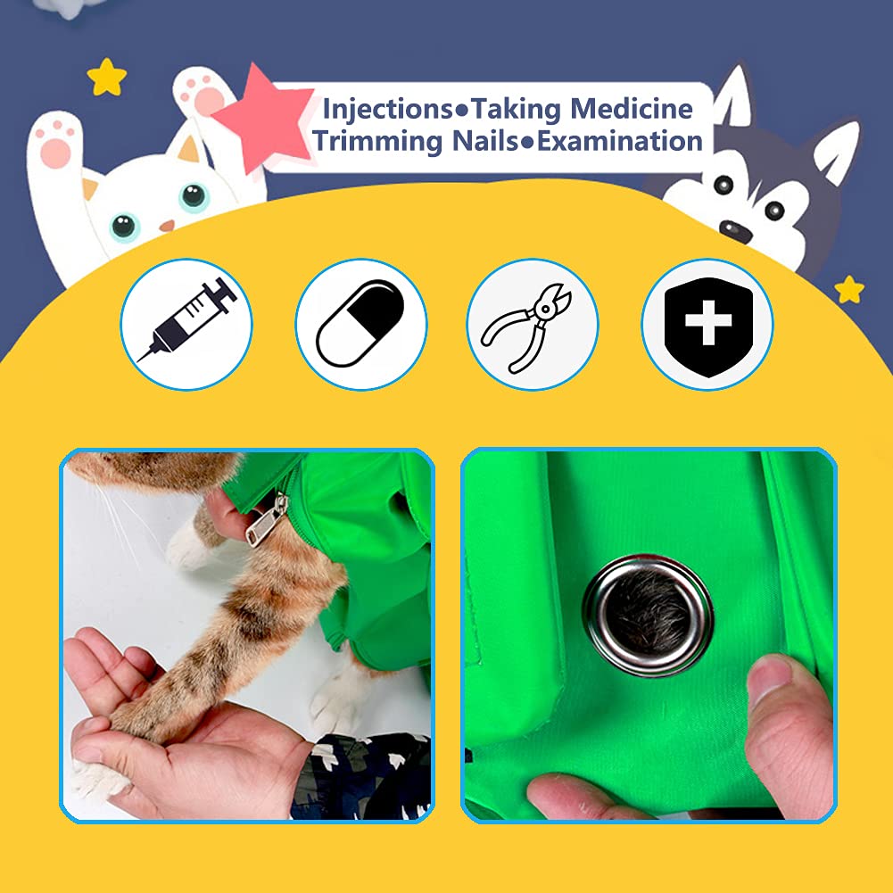 Kukaster Pet Cats Restraint Bag For Claw Care Nail Trimming Anti-Scratching Grooming Bag For Cats Medical Examination(Blue-S)