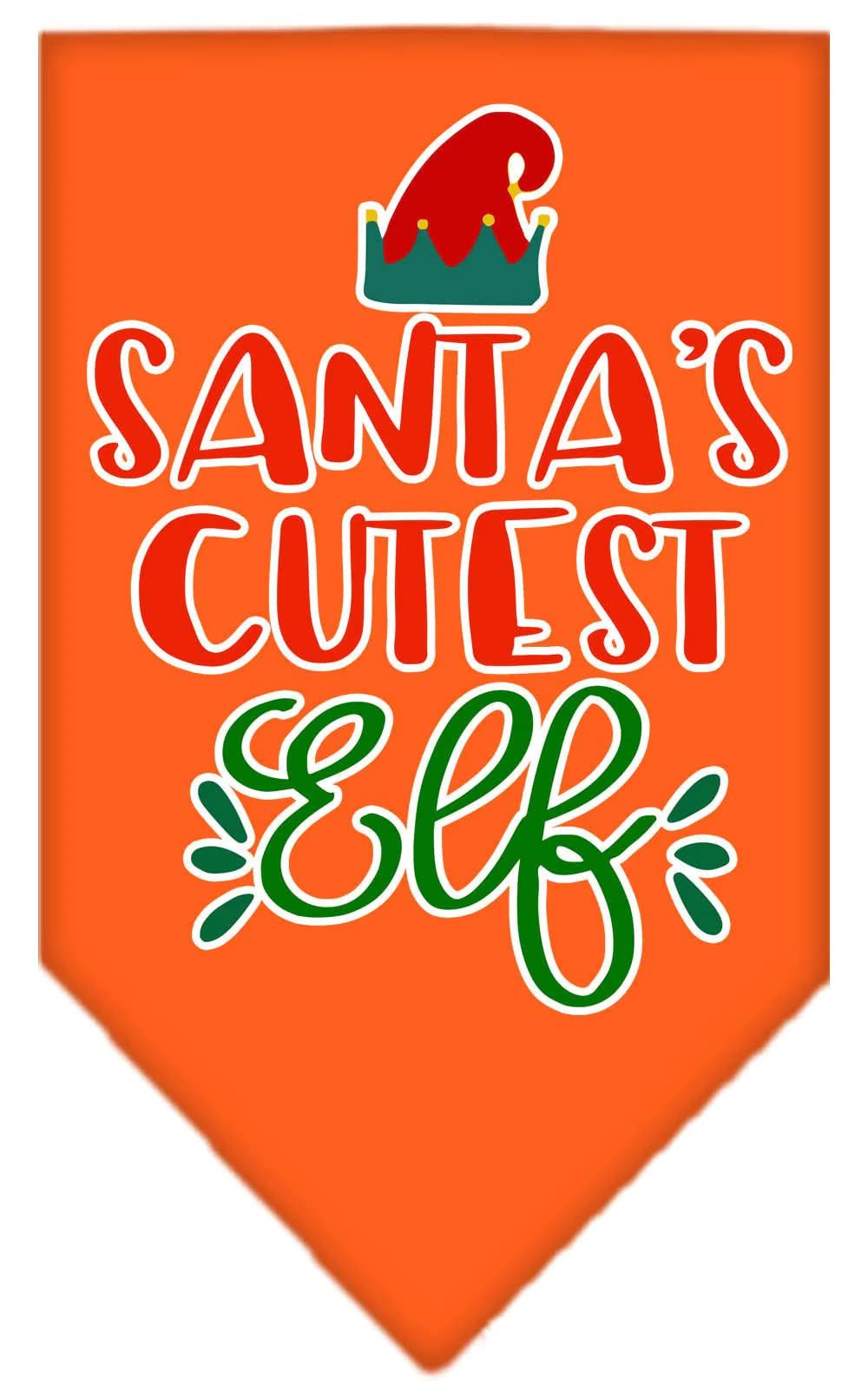 Christmas Pet and Dog Bandana Screen Printed, "Santa's Cutest Elf" Red Large