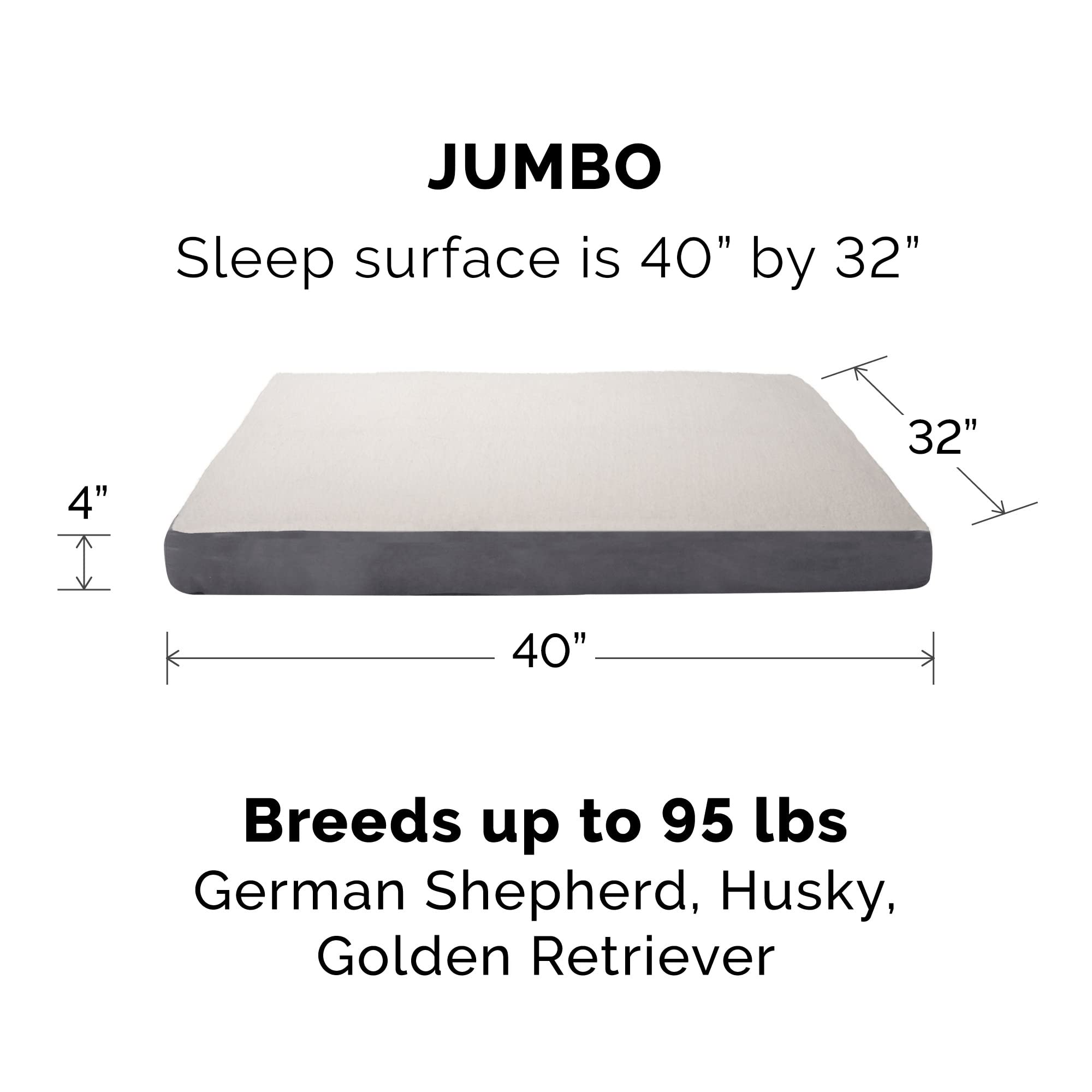 Furhaven Dog Bed Cover, Sherpa & Suede, Jumbo 40"x32", Machine Washable, Gray, Model CVR-21503087