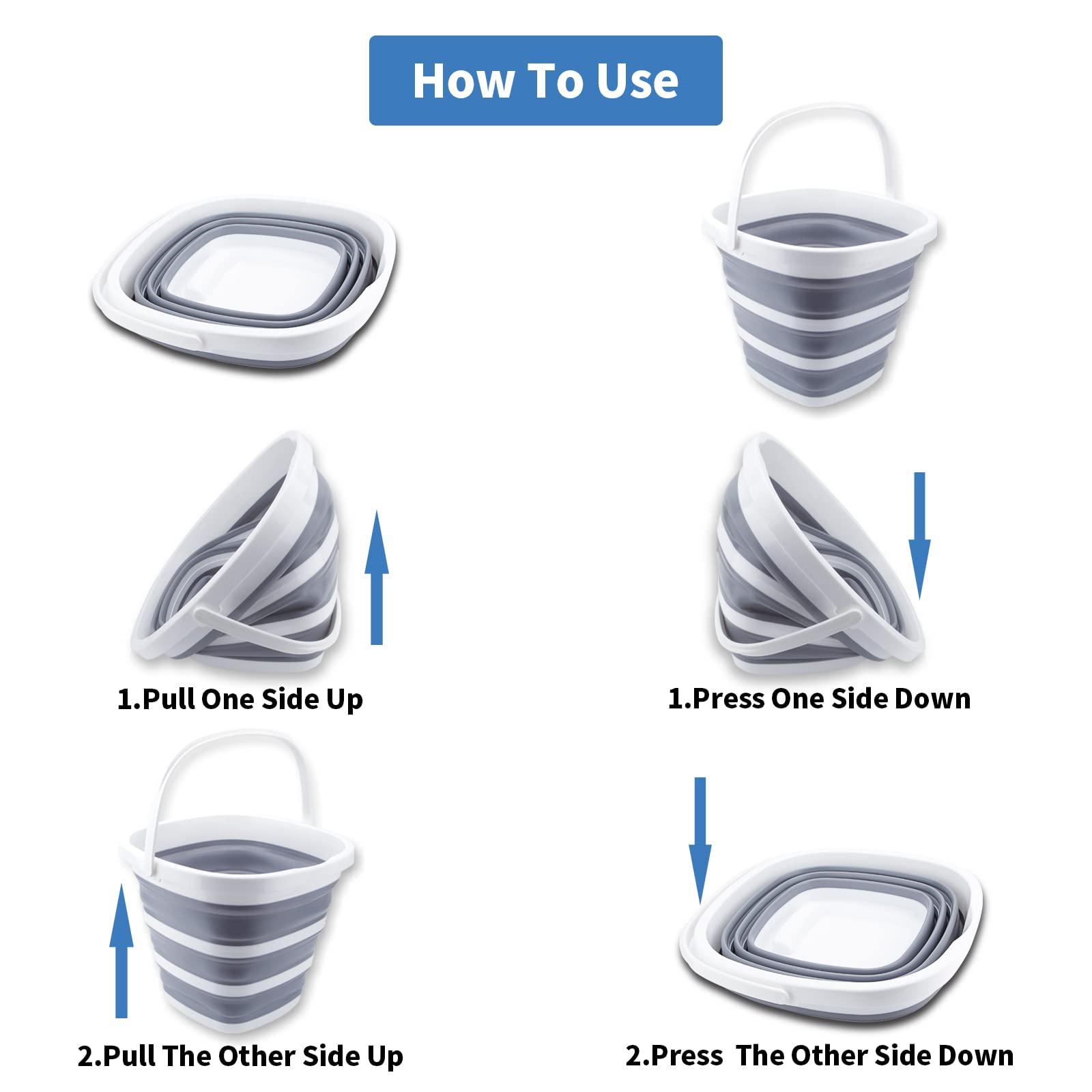 Craftend Collapsible Bucket 10L 26 Gallon Cleaning Bucket Mop Bucket Folding Foldable Portable Small Plastic Water Supplies For
