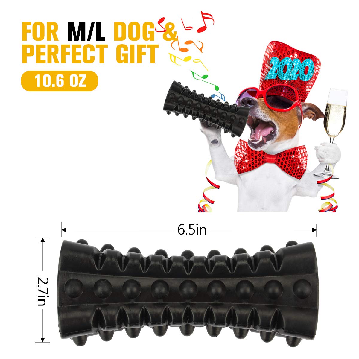 Vanfine Tough Squeaky Dog Toys For Aggressive Chewers - Dog Chew Toys For Aggressive Chewers Large Breed Stick - Durable Dog Toys For Aggressive Chewers Non-Toxic Natural Rubber Beef Flavor (Black)