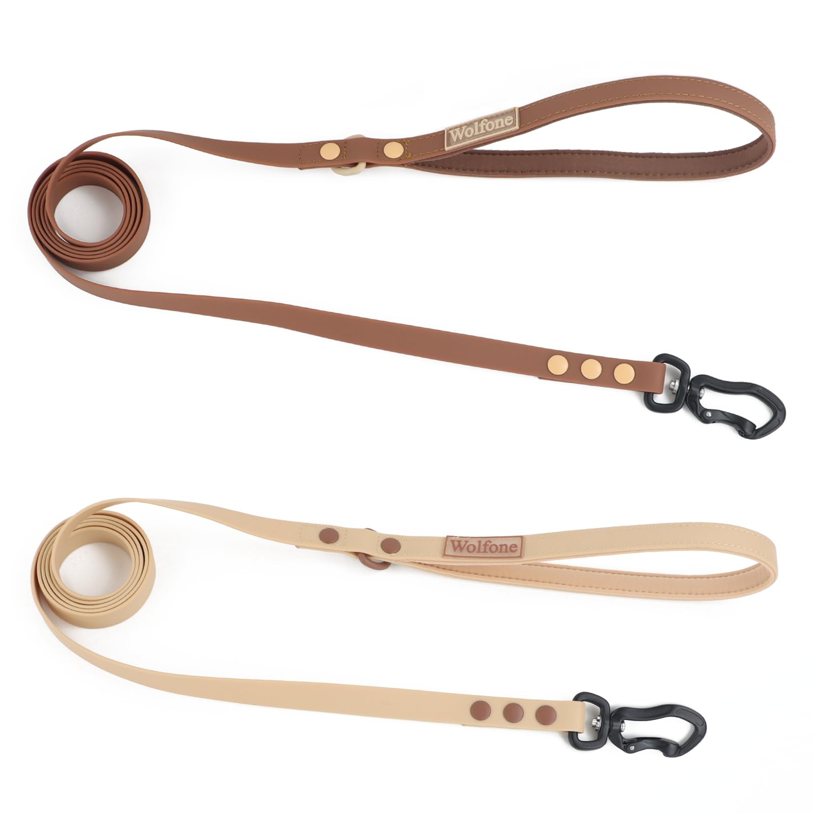 Wolfone Waterproof Dog Leash Carabiner Leash For Dogs Soft Handle Easy Care 5Ft*15Mm*2.0Mm Sand