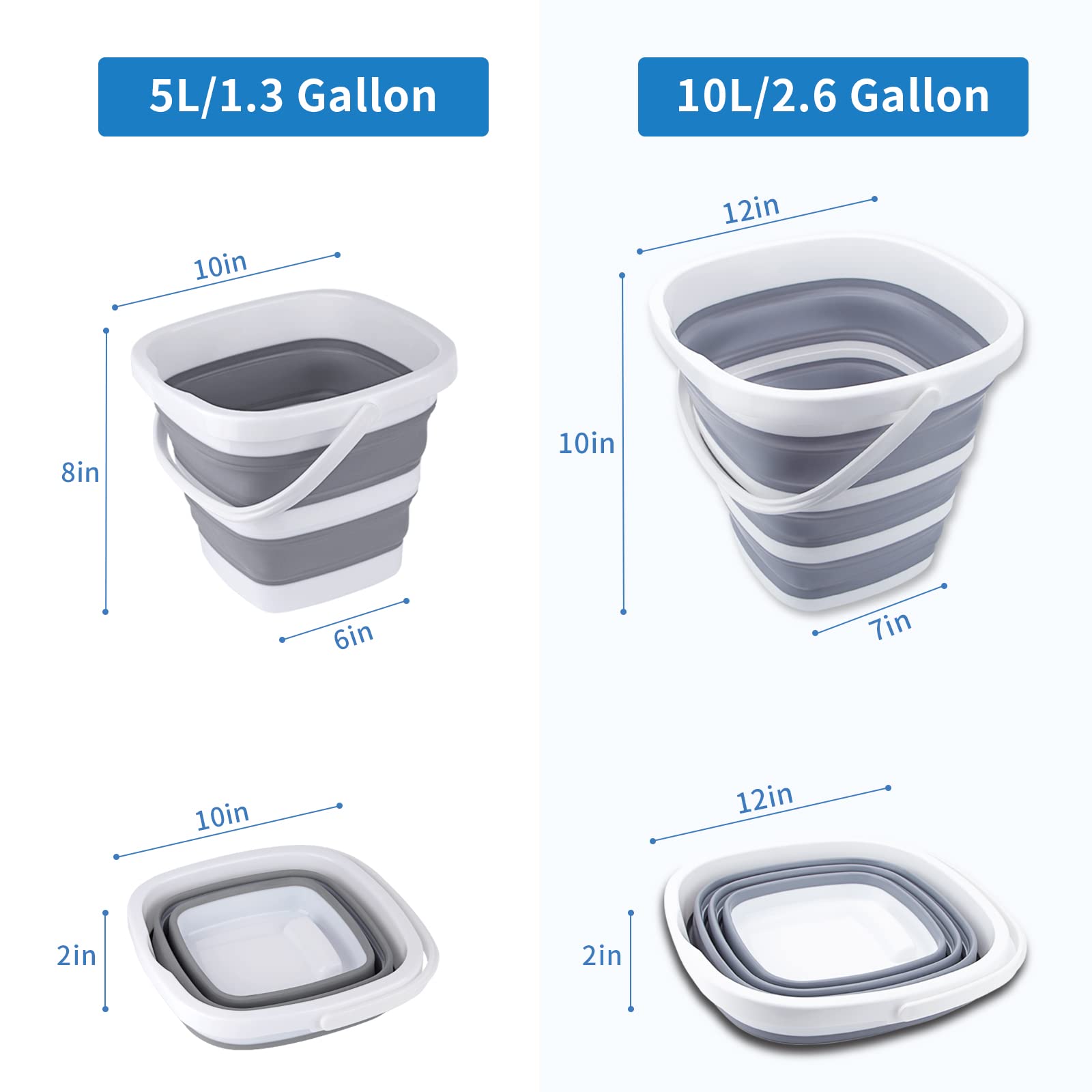 Craftend Collapsible Bucket 10L 26 Gallon Cleaning Bucket Mop Bucket Folding Foldable Portable Small Plastic Water Supplies For