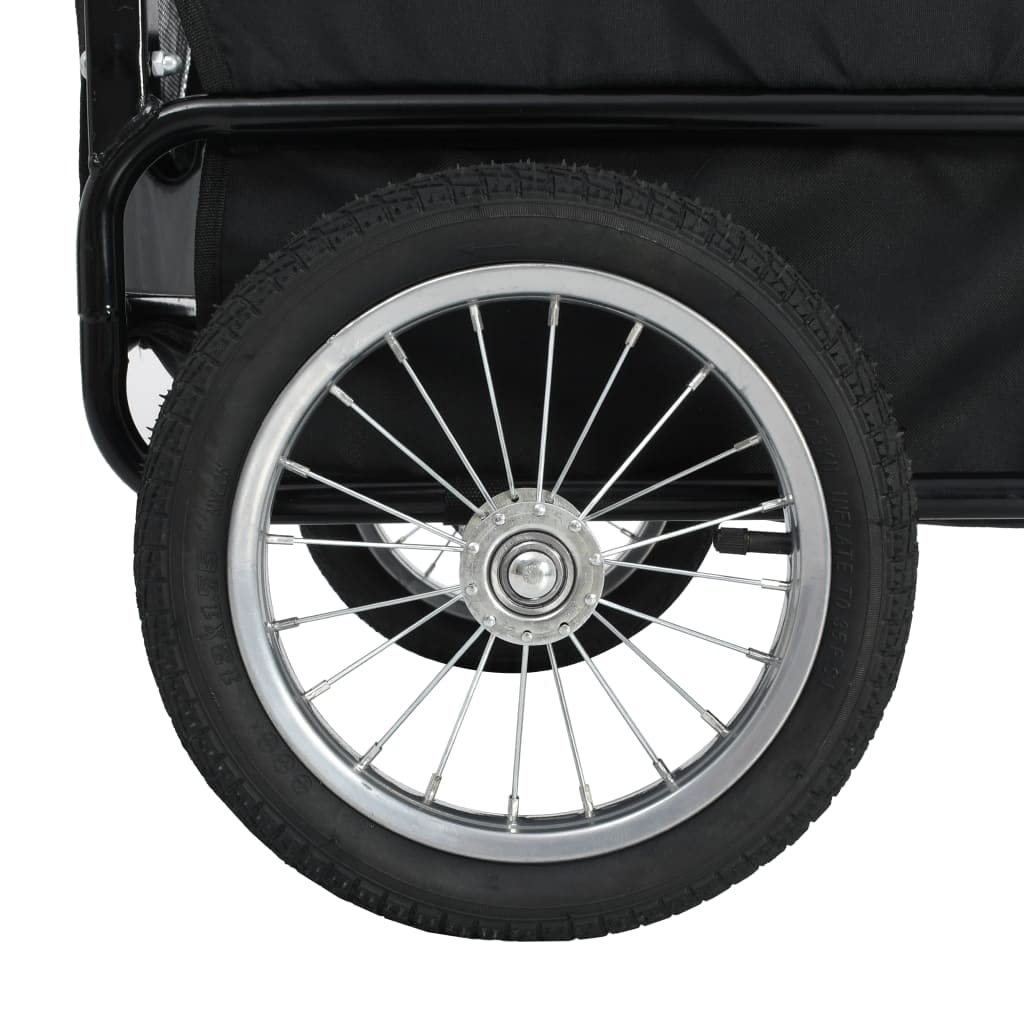 vidaXL Pet Bike Trailer & Jogging Stroller 2-in-1, Durable Steel Frame, Water Resistant Oxford Fabric with Mesh Windows, Gray and Blue