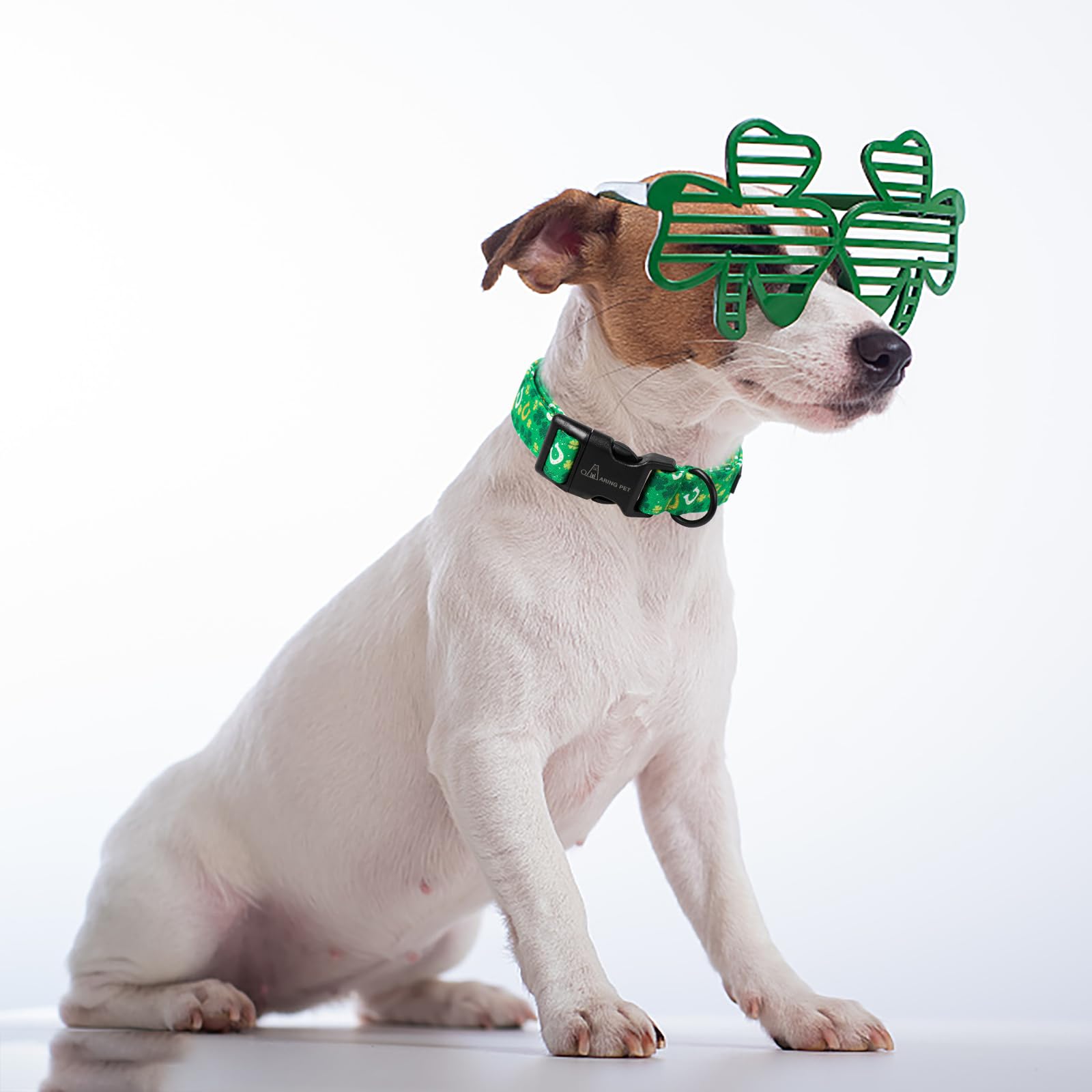 Aring Pet St Patrick'S Day Dog Collar-Cotton Clovers Dog Collar, Adjustable Shamrock Pet Collar Trefoil Puppy Collars With Quick