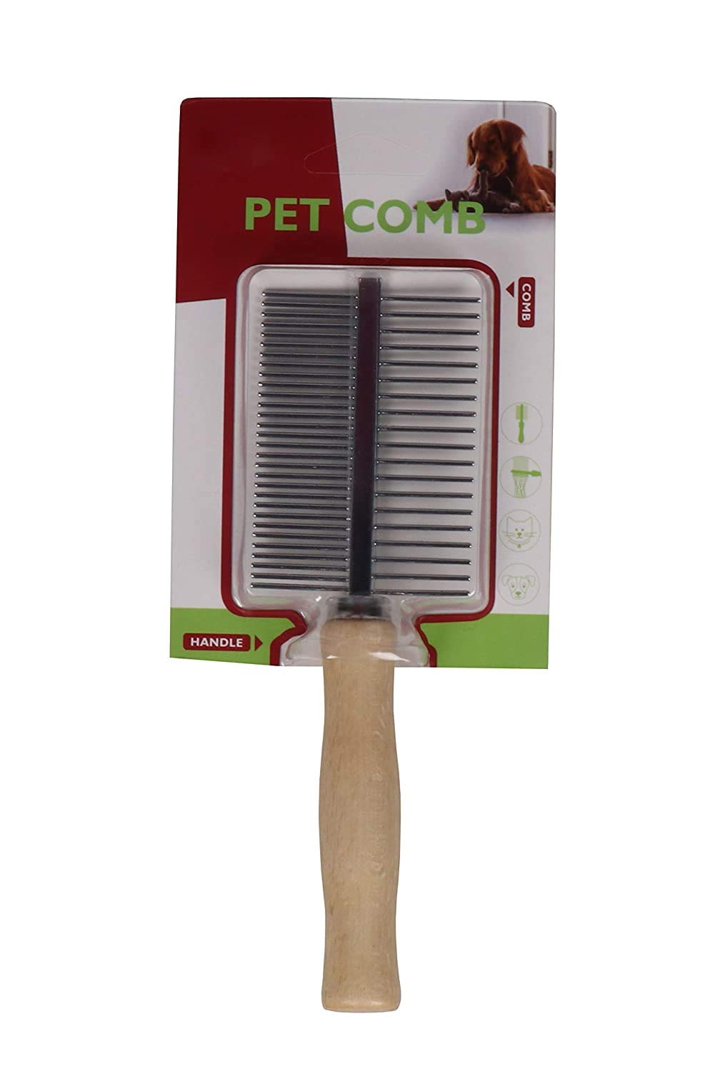 Paws Samrat Wooden Handle Double Side Hair Grooming Brush/Comb For Dogs And Cats