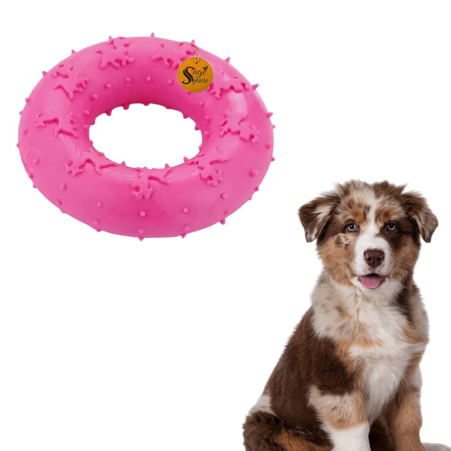 Sage Square Jumbo Circle Ring Toy  Durable Rubber Chew Toy For Dogs Safe, Easy To Clean & Great For Dental Health  Ideal For C