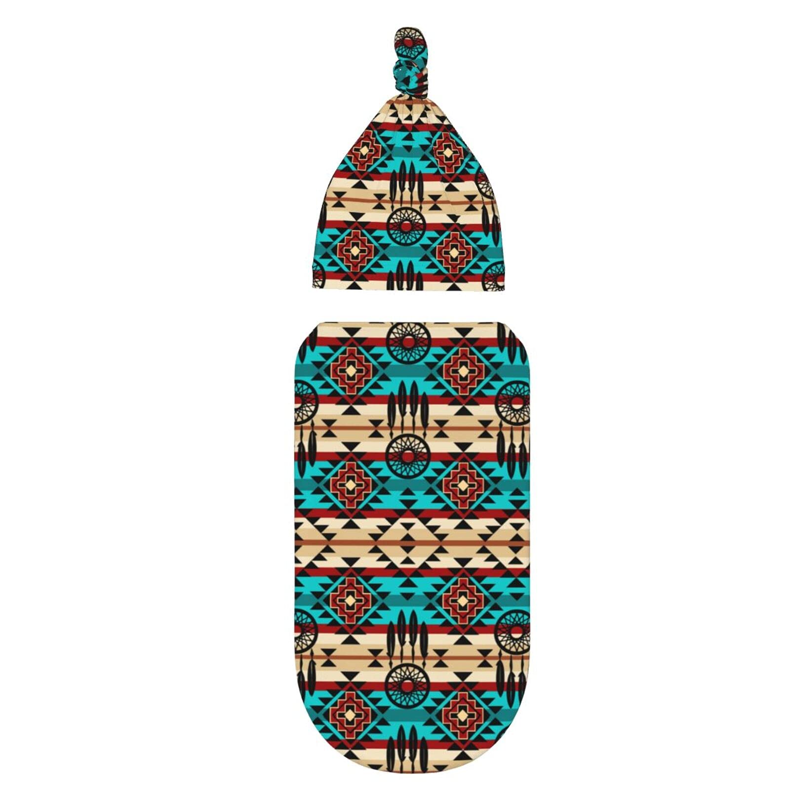 Western Baby Stuff Aztec Navajo Newborn Baby Swaddle Blanket Native American Baby Wrap Sleep Sack Soft Silky With Beanie Hat For