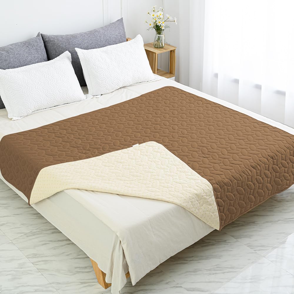Ameritex Waterproof Pet Bed Cover Anti-Slip Dog Bed Blanket for Sofa and Furniture Waterproof New Pattern Design (Camel, 30x90 I