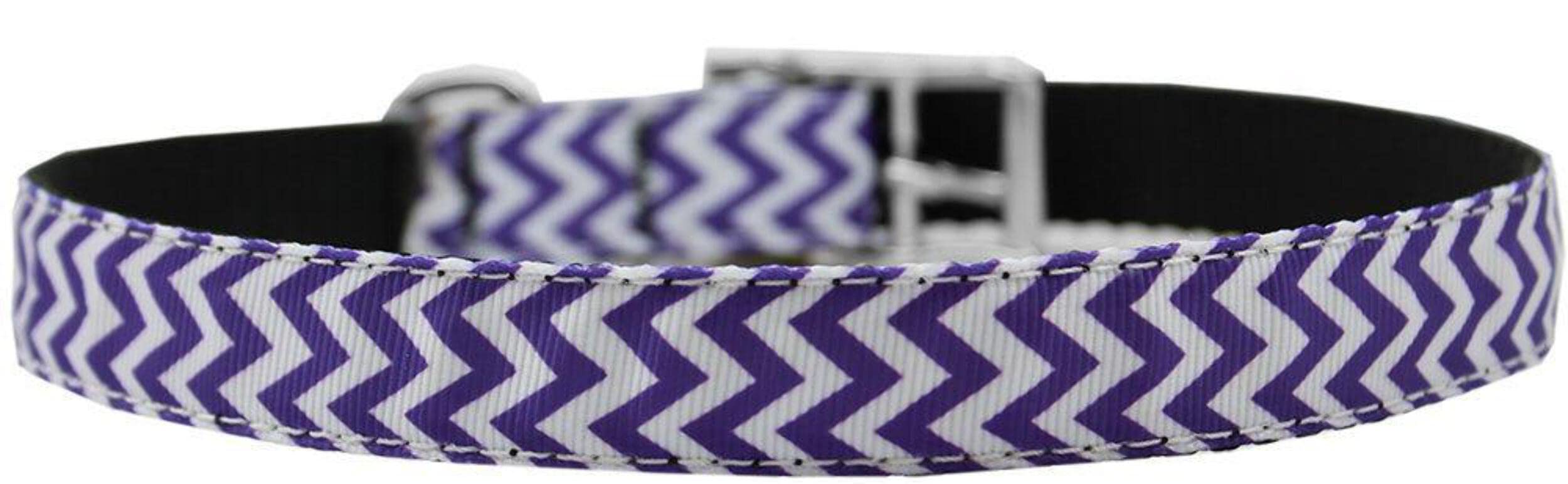 Mirage Pet Products Chevrons Nylon Dog Collar with Classic Buckle, Size 24, Purple