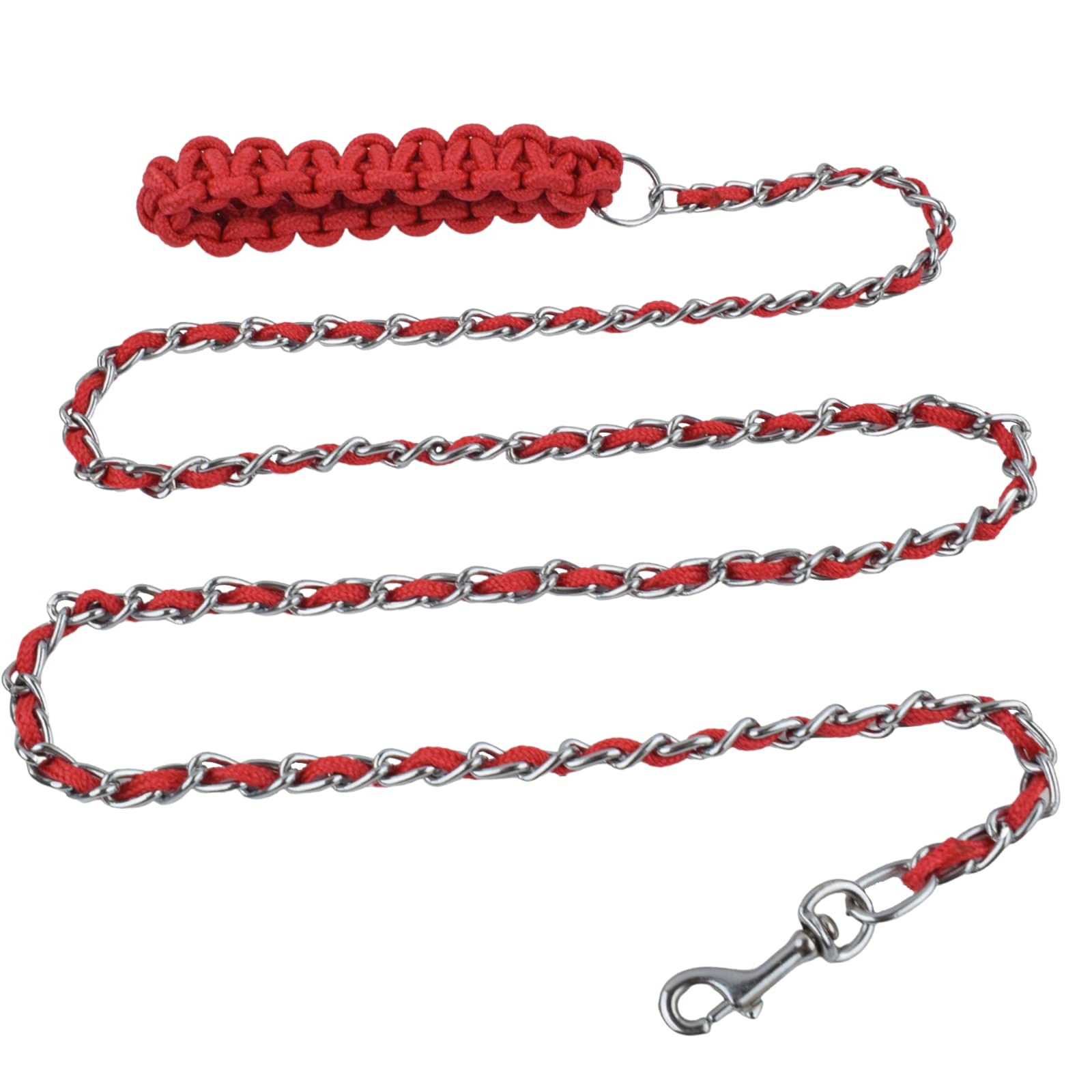 Cdycam Chain Dog Leash Chew Proof Dog Leash For Medium Large Dogs, 5.5 Ft Heavy Duty Metal Leashes With Anti Bite Rope Handle Fo