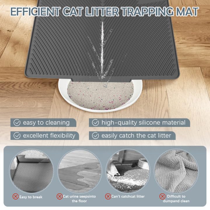 Cat Litter Mat, Silicone Kitty Litter Mat Waterproof Litter Catcher Mat, Litter Box Mat, Cat Litter Trapper For Floor, Anti-Slip
