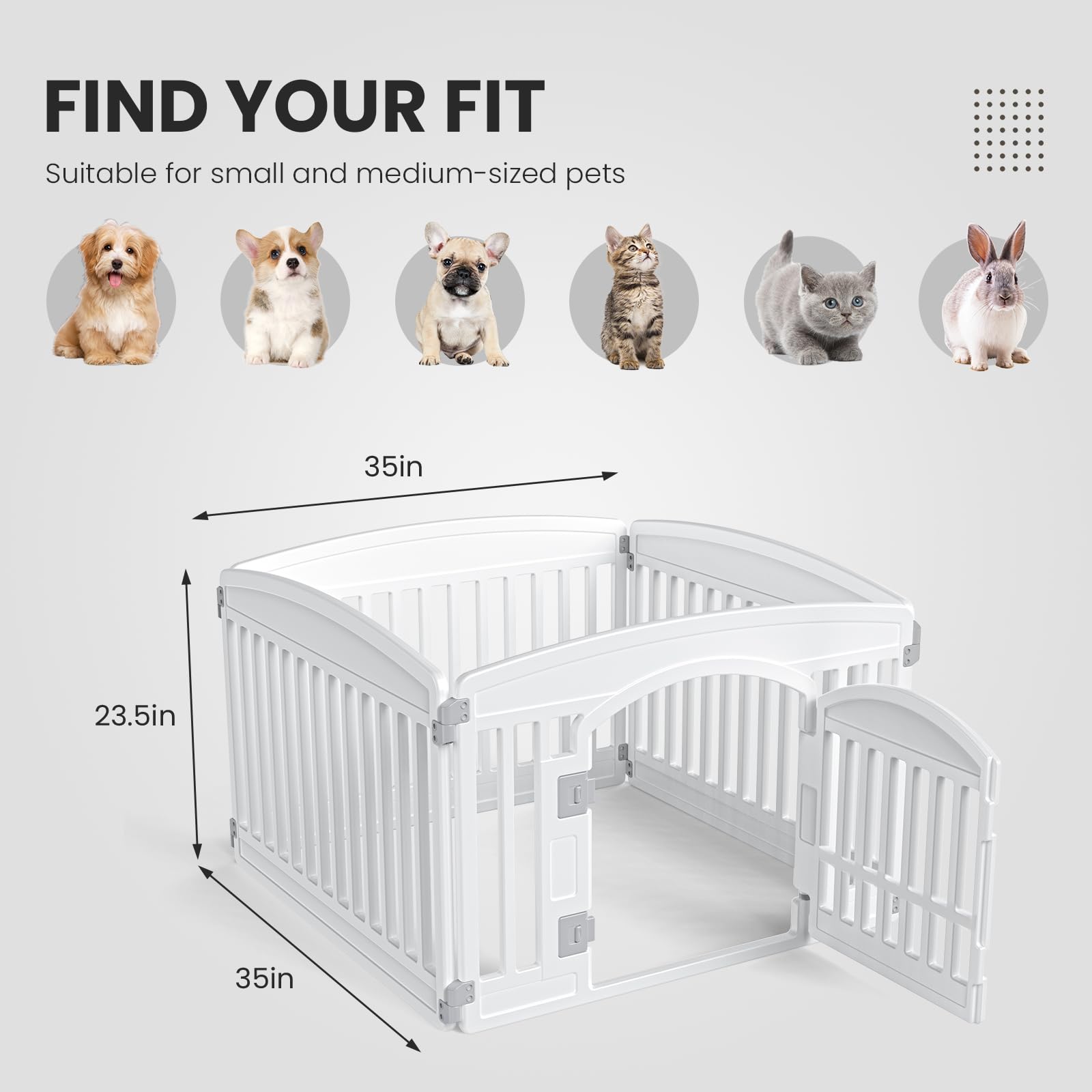 Sweetcrispy Plastic Dog Playpen - 4-Panel 24'' Expandable & Durable Pet Fence For Medium Dogs - Indoor & Outdoor Portable Puppy
