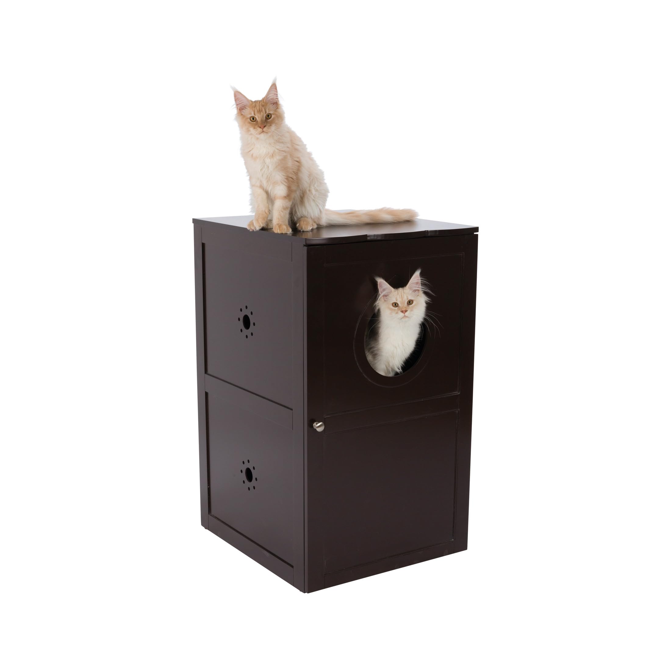 Trixie 2-Story Furniture Style Litter Box Enclosure And Pet Home, Hidden Cat Litter Box, Espresso Brown