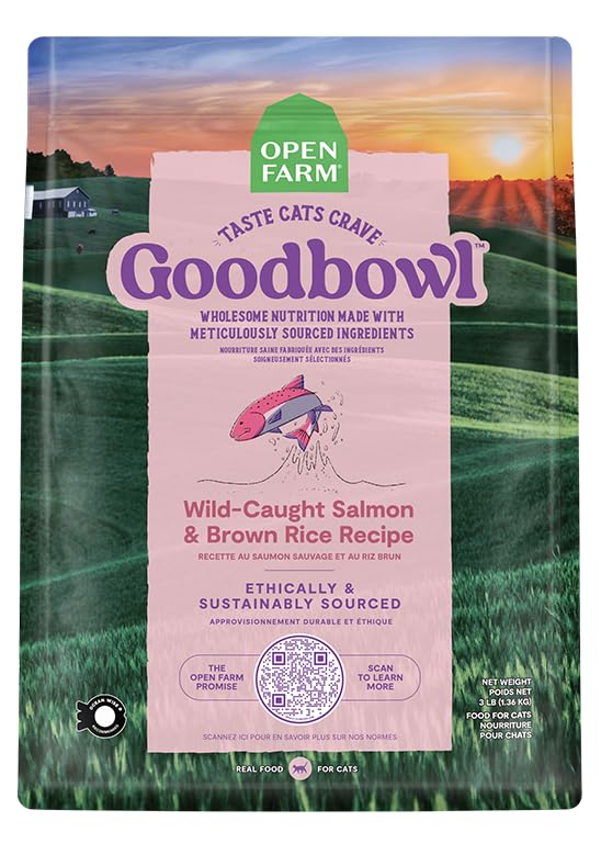Open Farm Goodbowl, Protein Rich Dry Cat Food Made from Meticulously Sourced Simple Ingredients, Wild-Caught Salmon & Brown Rice