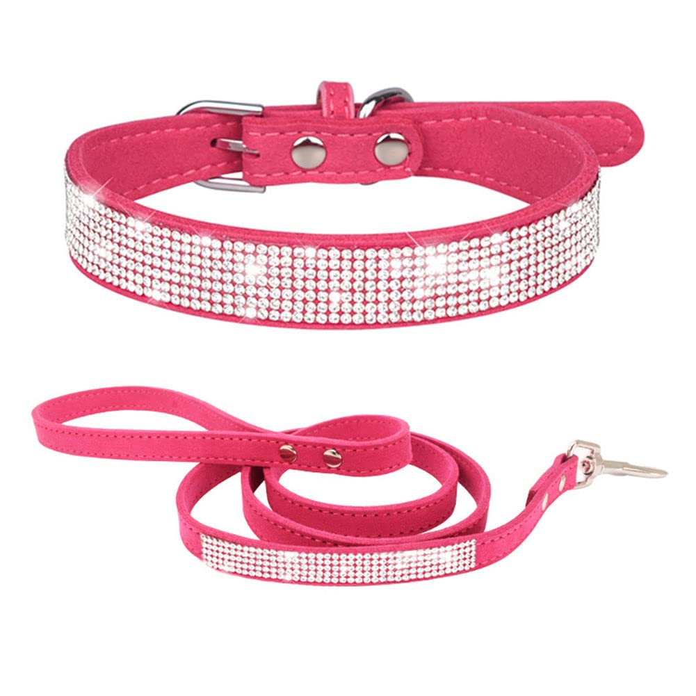 Diamond Dog Collar And Leash Set For Medium Dogs, Pretty Rhinestone Bling Dog Collar Fancy Crystal Glitter Jewel Girl Dog Collar