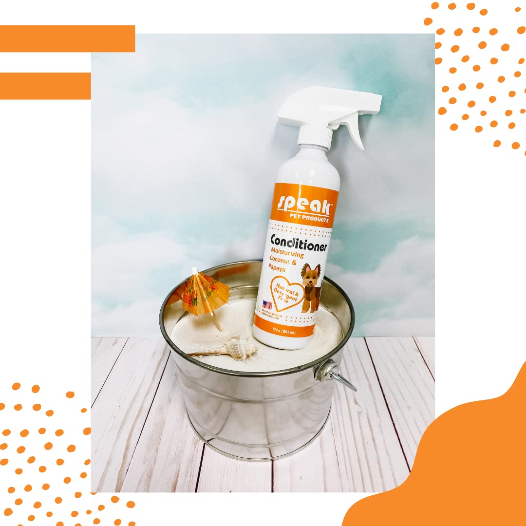 Speak Pet Products Dog Natural Leave-In Conditioning Spray Refill, Moisturizing Coconut Papaya, 1 Gallon