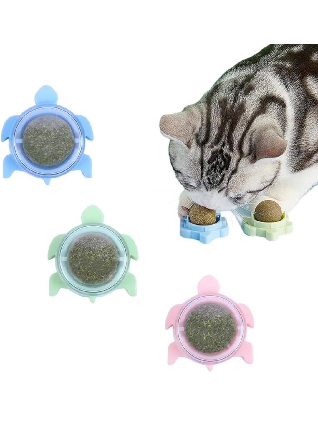 Catnip Wall Toys For Cats  Rotatable Catnip Balls, Edible Cat Licking Toy, Teeth Cleaning Cats Chew Toy, Indoor Cat Bite Toy Fo