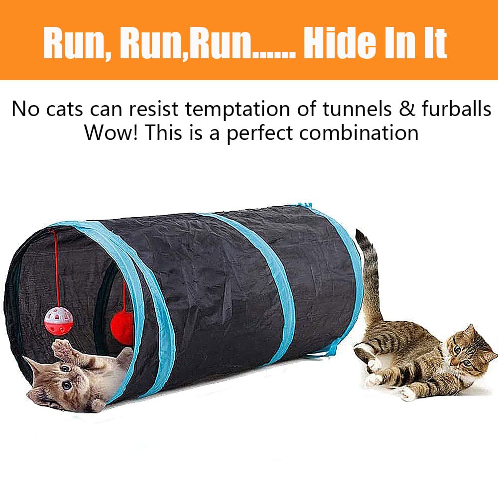 21 Pcs Cat Toys For Indoor Cats Collapsible Cat Tunnel Interactive Feather Teaser Wand Ball Toy For Kitten Cats