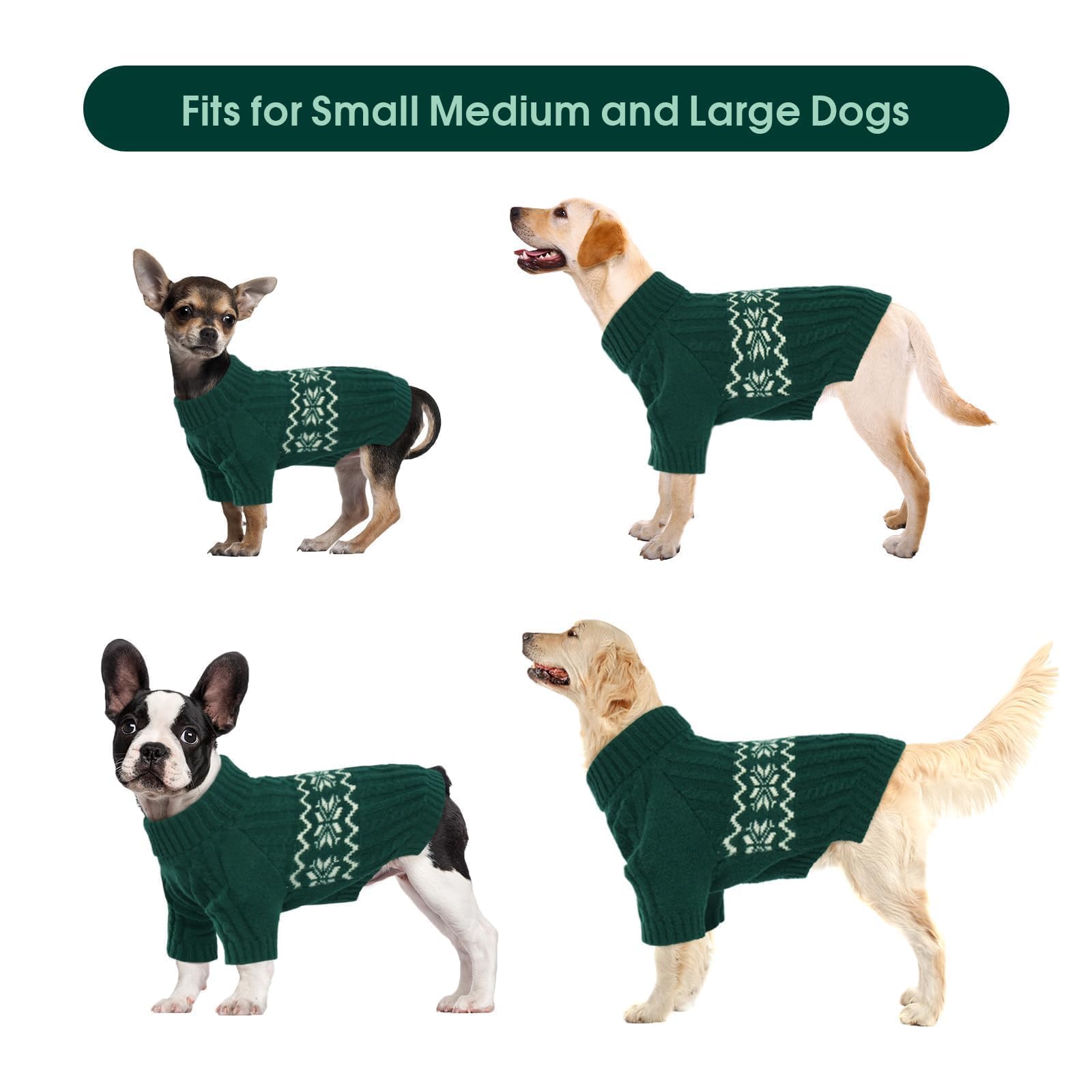Kuoser Dog Sweater, Dog Sweaters For Medium Dogs, Doggie Sweater Christmas Clothes, Winter Coat Apparel Cable Knitwear, Pet Swea