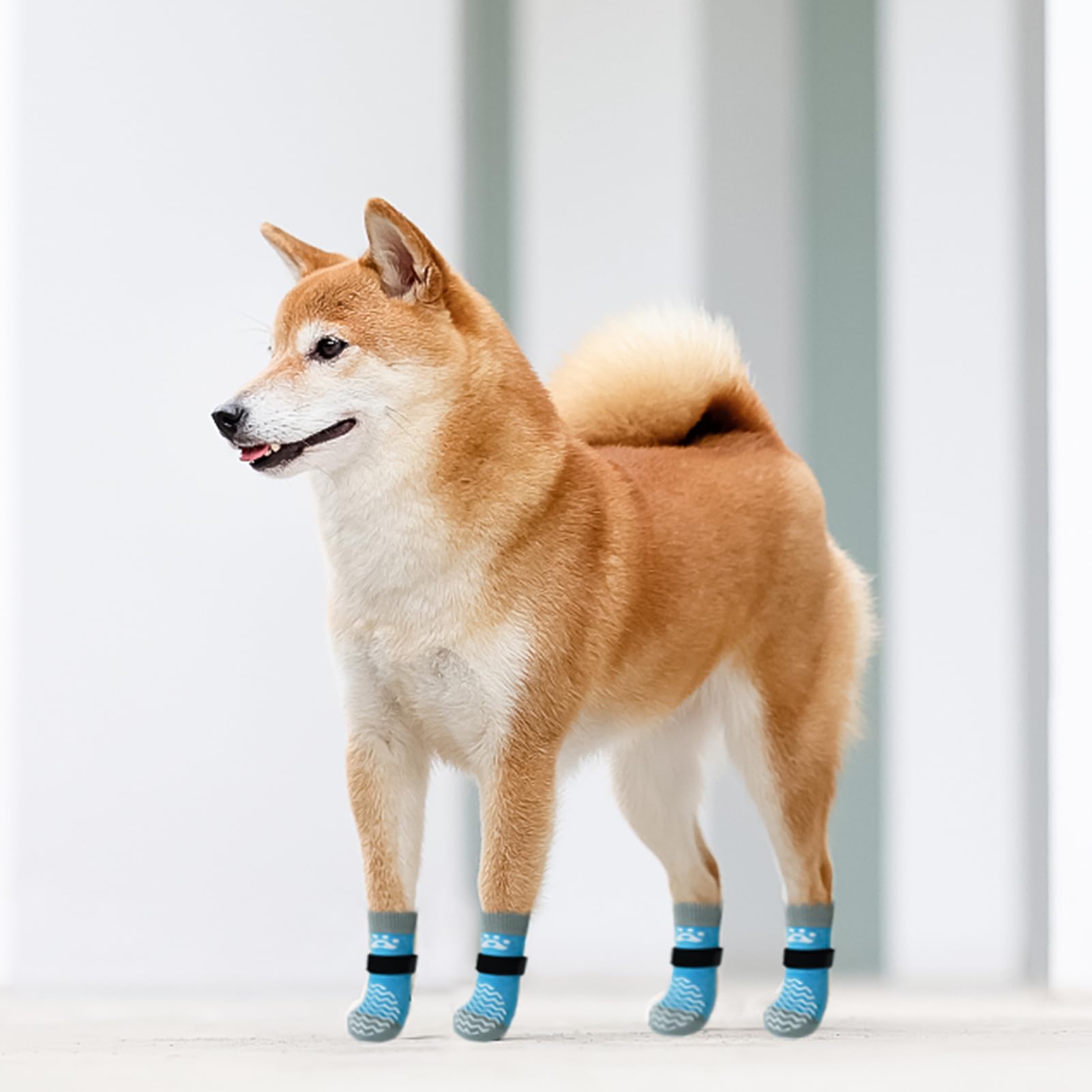 Pupteck Non-Slip Dog Socks Double Sides Grips For Hardwood Floors Prevents Licking, Dog Shoes For Hot Pavement Traction Control