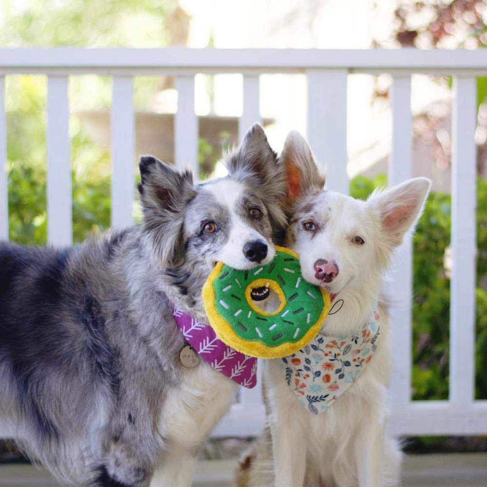 ZippyPaws - Original Donutz No Stuffing Squeaky Plush Dog Toy - Mint Chip, Original Size