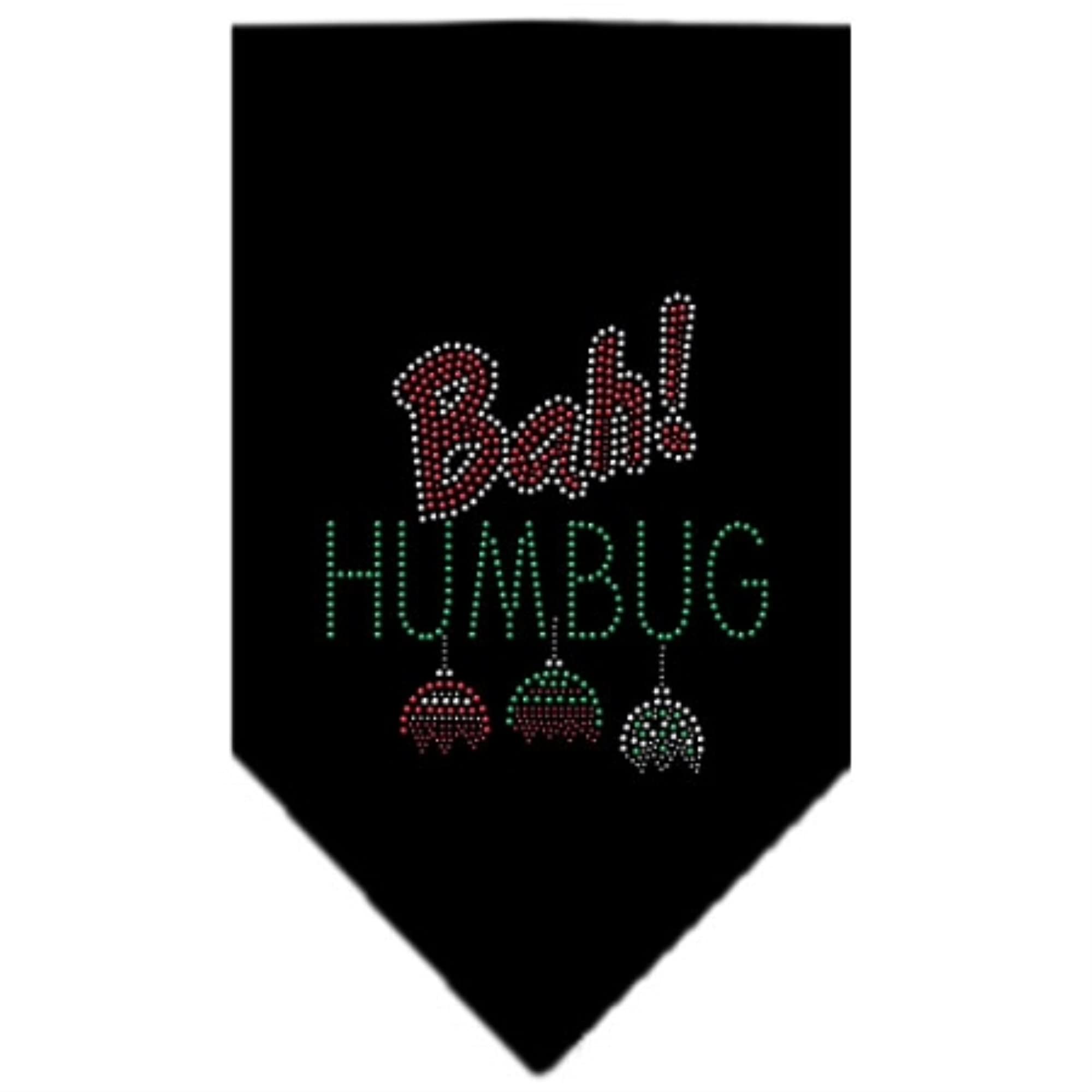 Christmas Pet and Dog Bandana Rhinestone, "Bah Humbug" Black Small