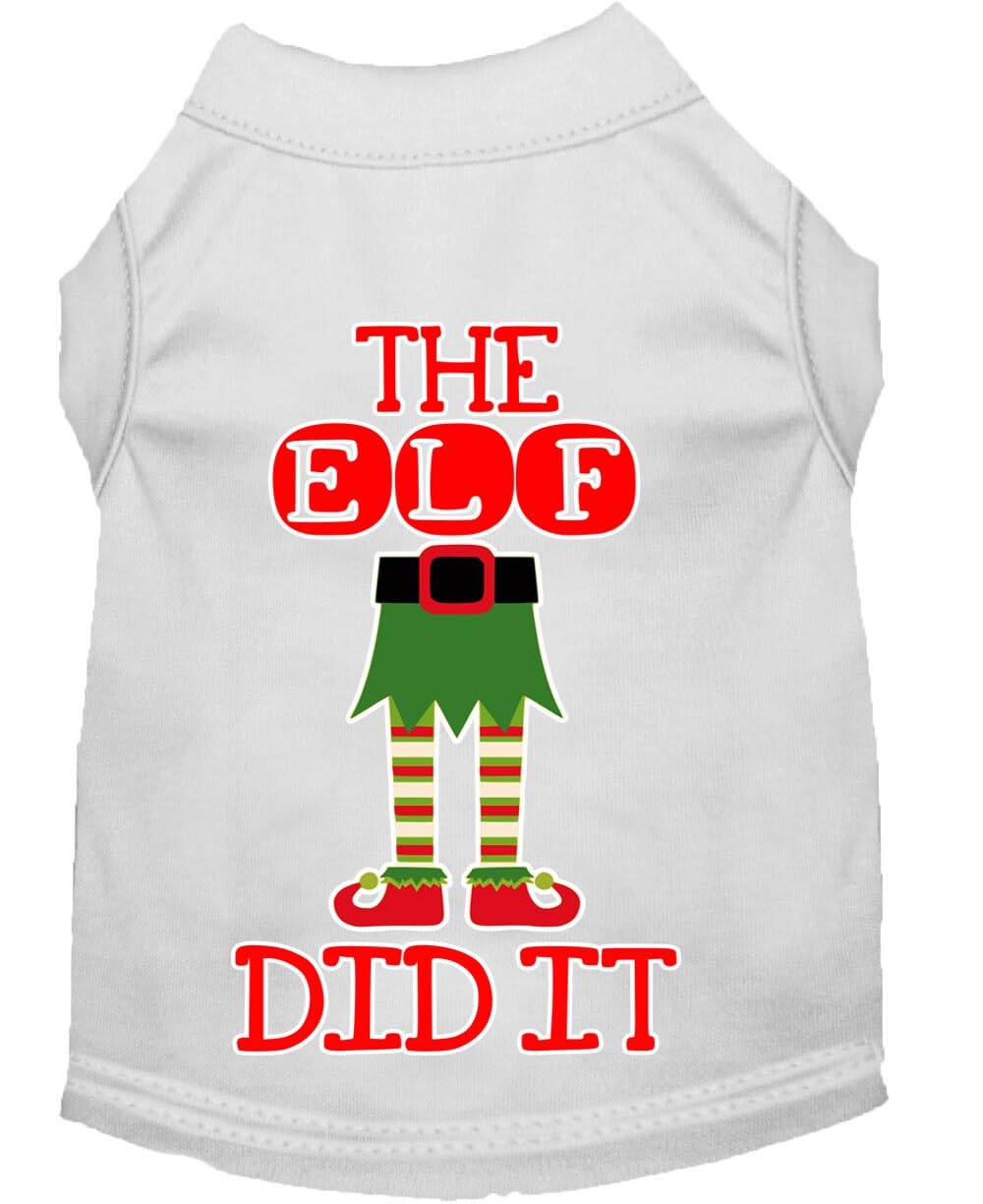 Christmas Pet Dog & Cat Shirt Screen Printed, "The Elf Did It" Baby Blue 3XL (25-35 lbs.)