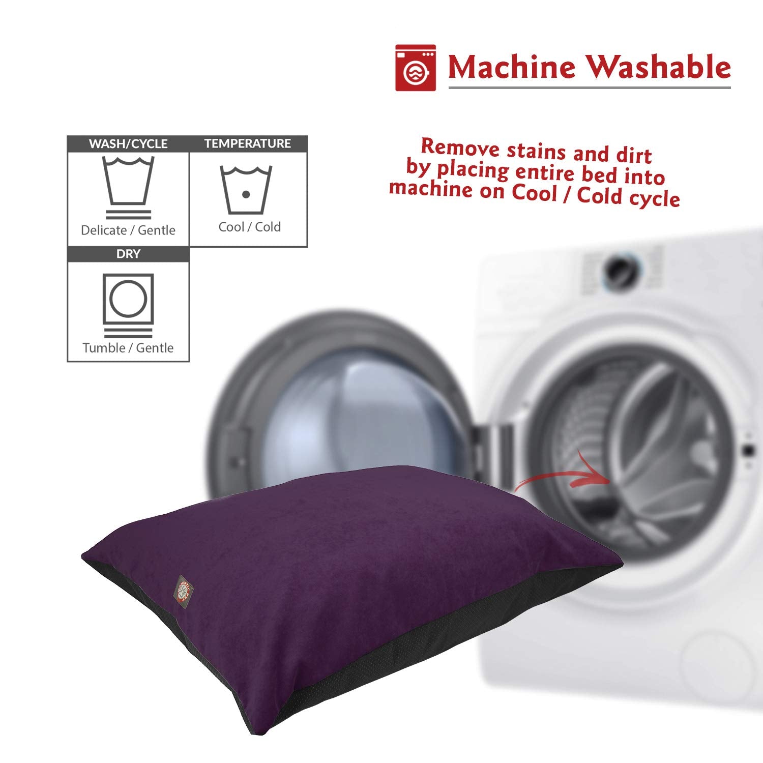 Majestic Pet Rectangle Dog Bed Washable Non Slip Comfy Crate Bed Large Breed 46 X 35 Inch Villa Aubergine