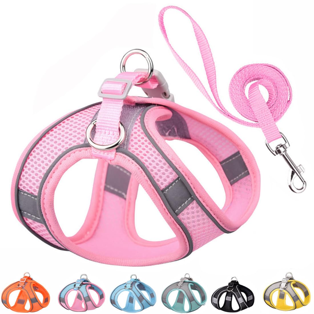 Puppy Harness And Leash Set, No-Pull Small Dog Vest With Lead, Breathable Mesh Reflective Pet Harnesses For Outdoor Walking For 