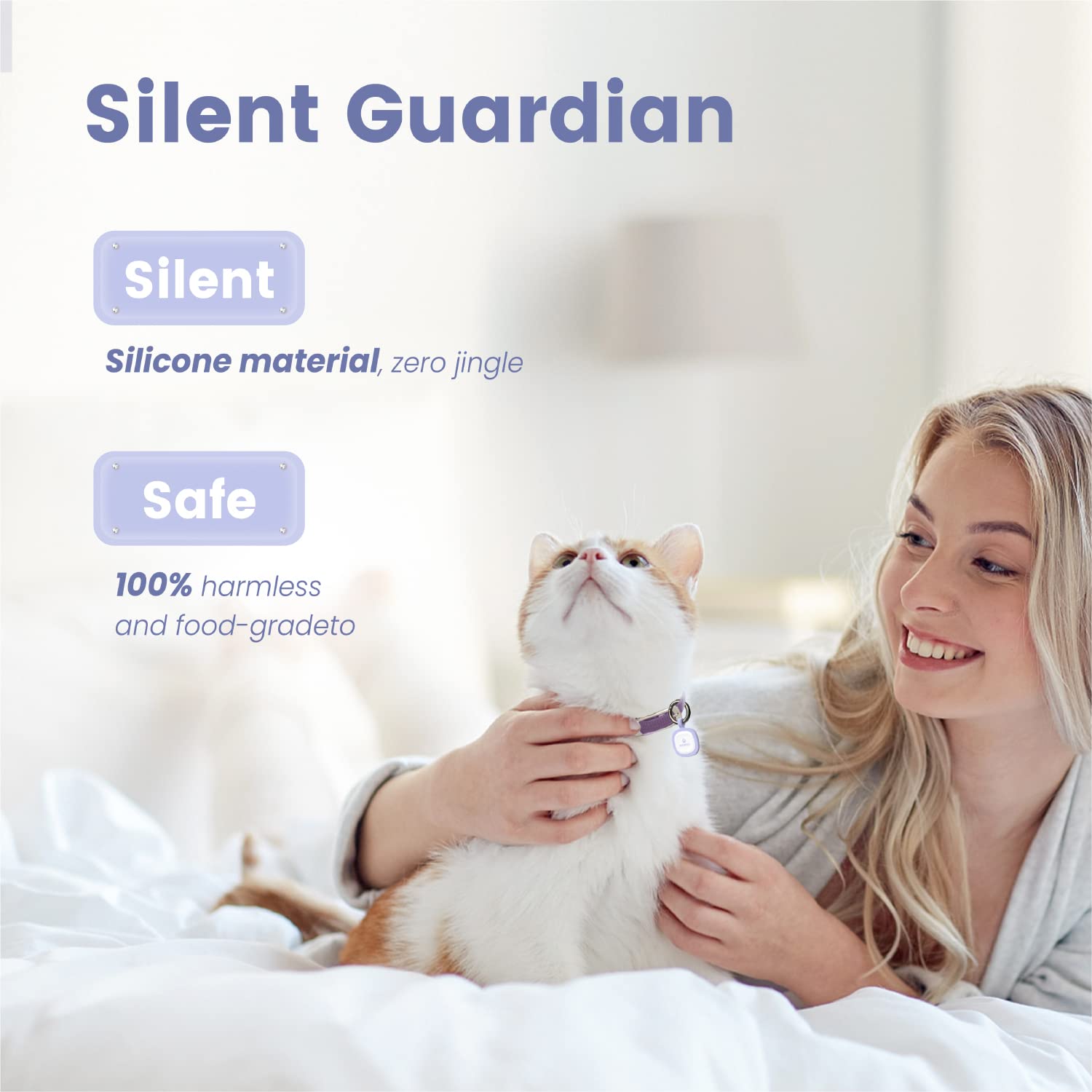 Pawaii QR Code Pet ID Tag - Silicone Emergency Contact Tag, Purple