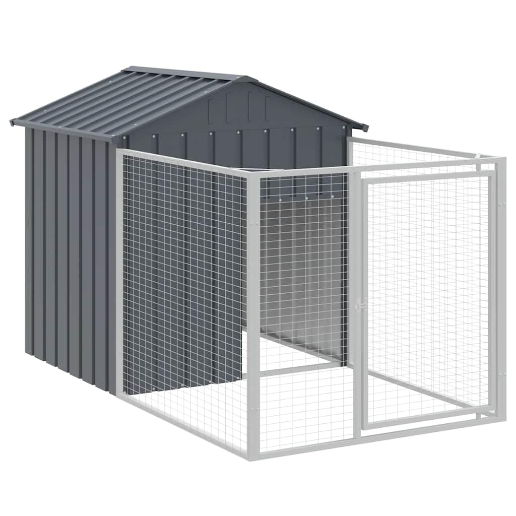 vidaXL Dog House with Run Anthracite 46.1x79.1x48.4 Galvanized Steel