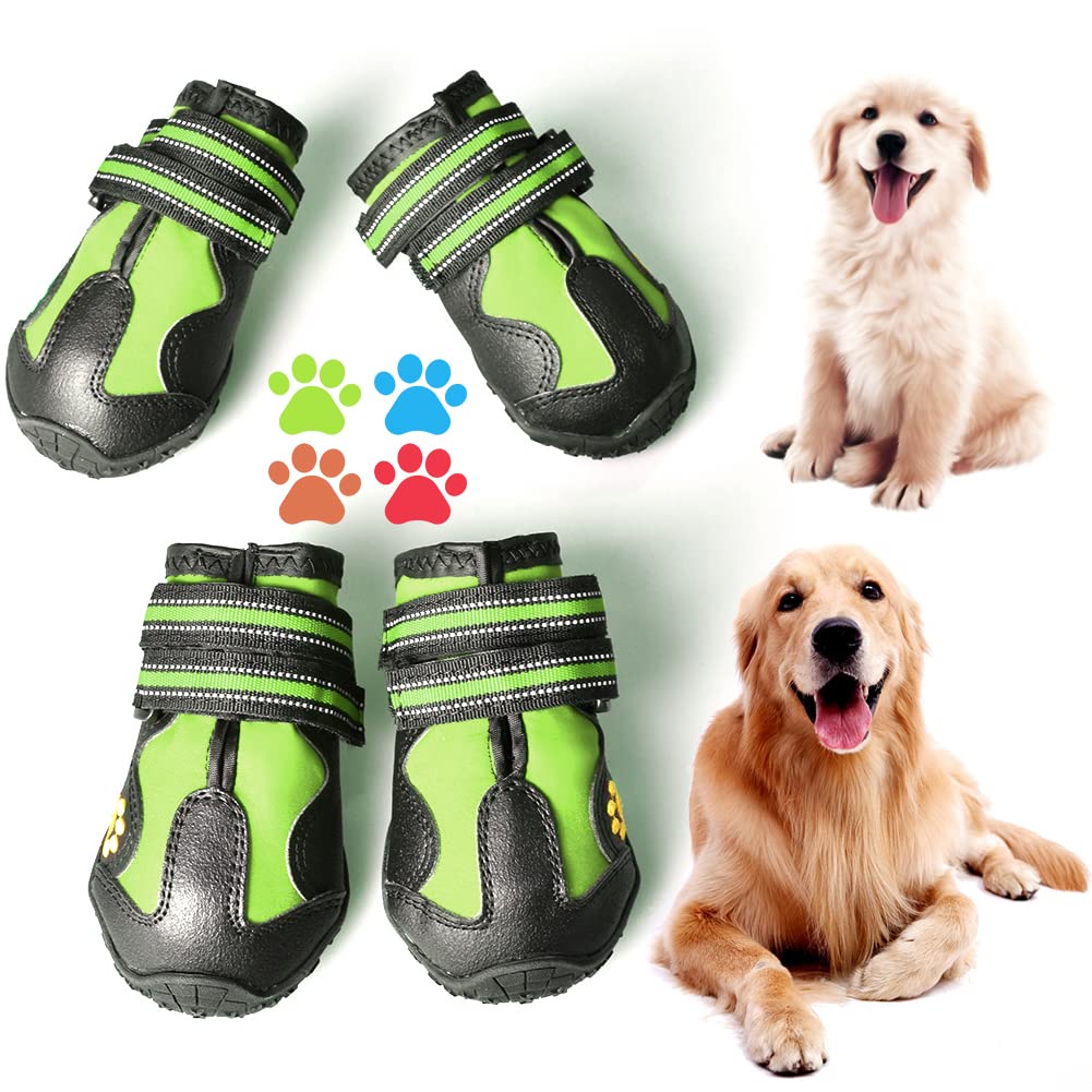 Covertsafe& Dog Boots For Dogs Non-Slip, Waterproof Dog Booties For Outdoor, Dog Shoes For Medium To Large Dogs 4Pcs With Rugged Sole Grey-Green Size 6: (2.9''X2.5'')(L*W) For 52-70 Lbs