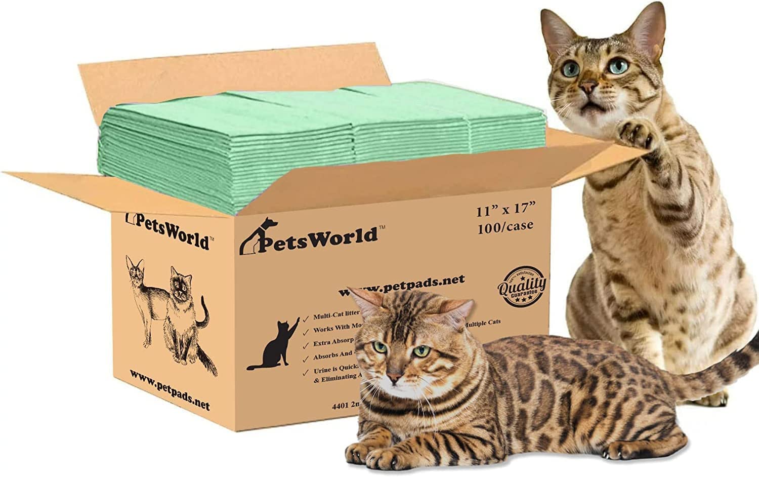 Petsworld Multi Cat Pad Refills For Cats Breeze Litter System, Ultra-Absorbent, Quick Dry - (100 Count, Unscented)
