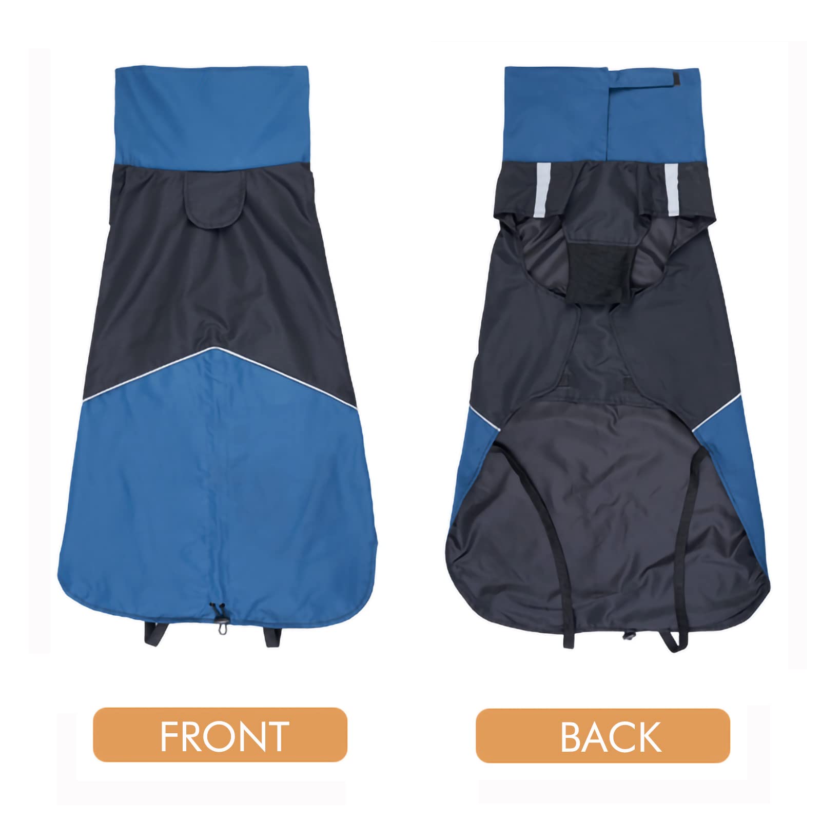 Windproof Dog Winter Jackets - Outdoor Coats For Cold Weather, Waterproof Raincoats With Leash Hole, Black, Blue S