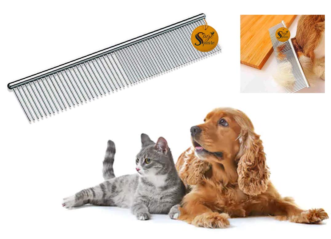 Sage Square Big Size Comfortable Rounded Teeth Stainless Steel Pet Hair Remover Enhanced Design Gentle Deshedding Brush For Dog 