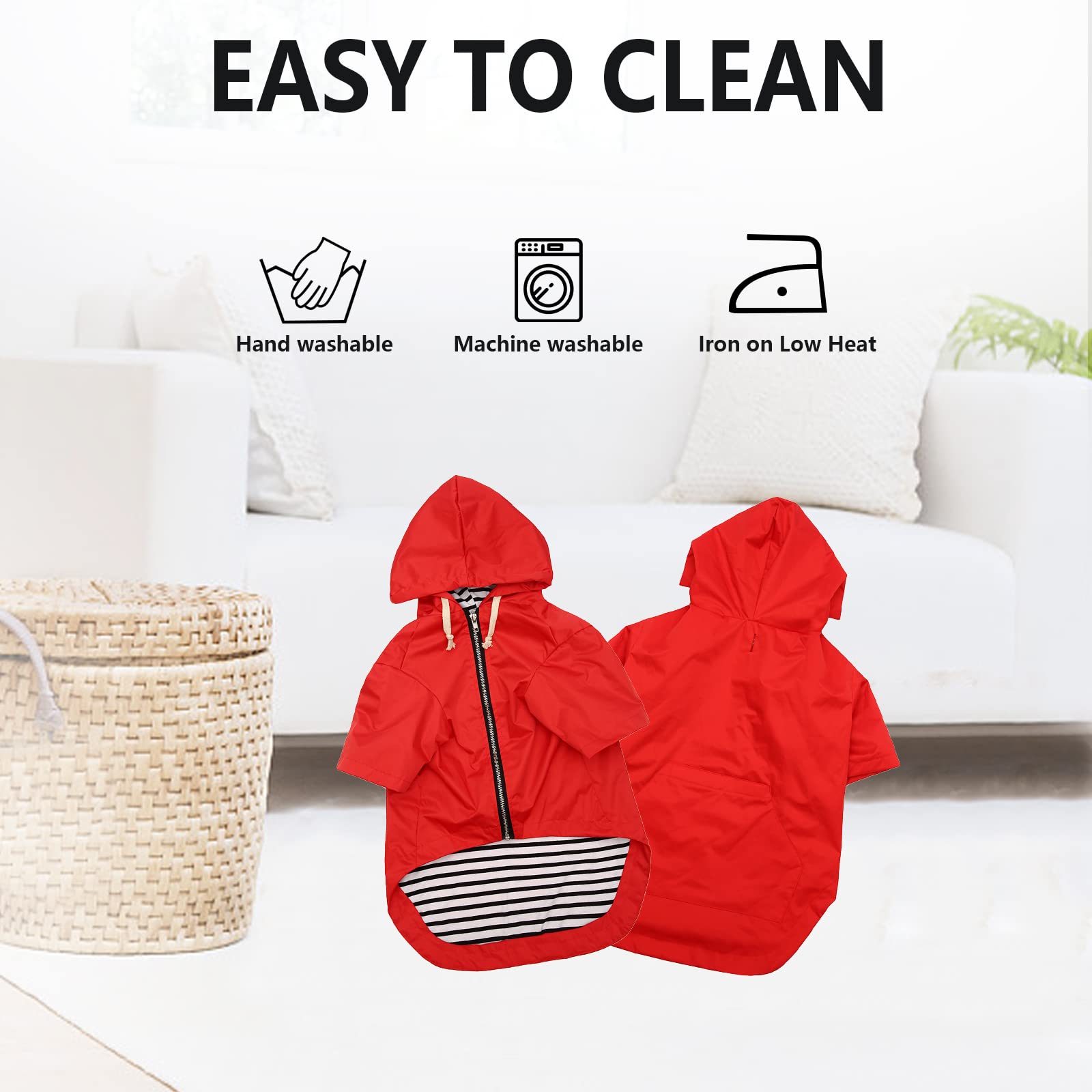 Dog Raincoat Waterproof Puppy Rain Jacket With Hood For Small Medium Dogs, Poncho With Reflective Strap, Storage Pocket And Harness Hole - Red - Xl