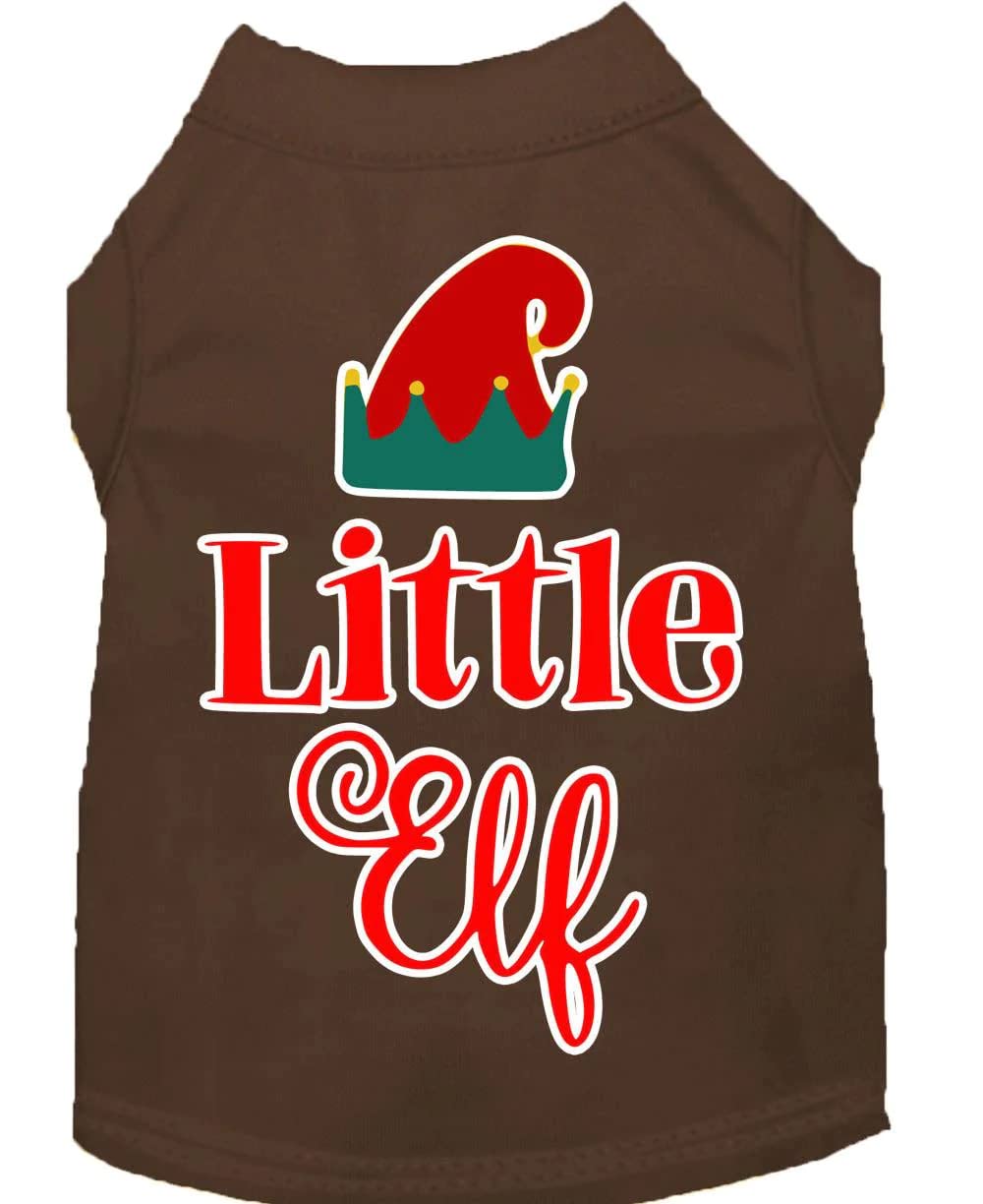 Christmas Pet Dog & Cat Shirt Screen Printed, "Little Elf" Yellow LG (10-14 lbs.)