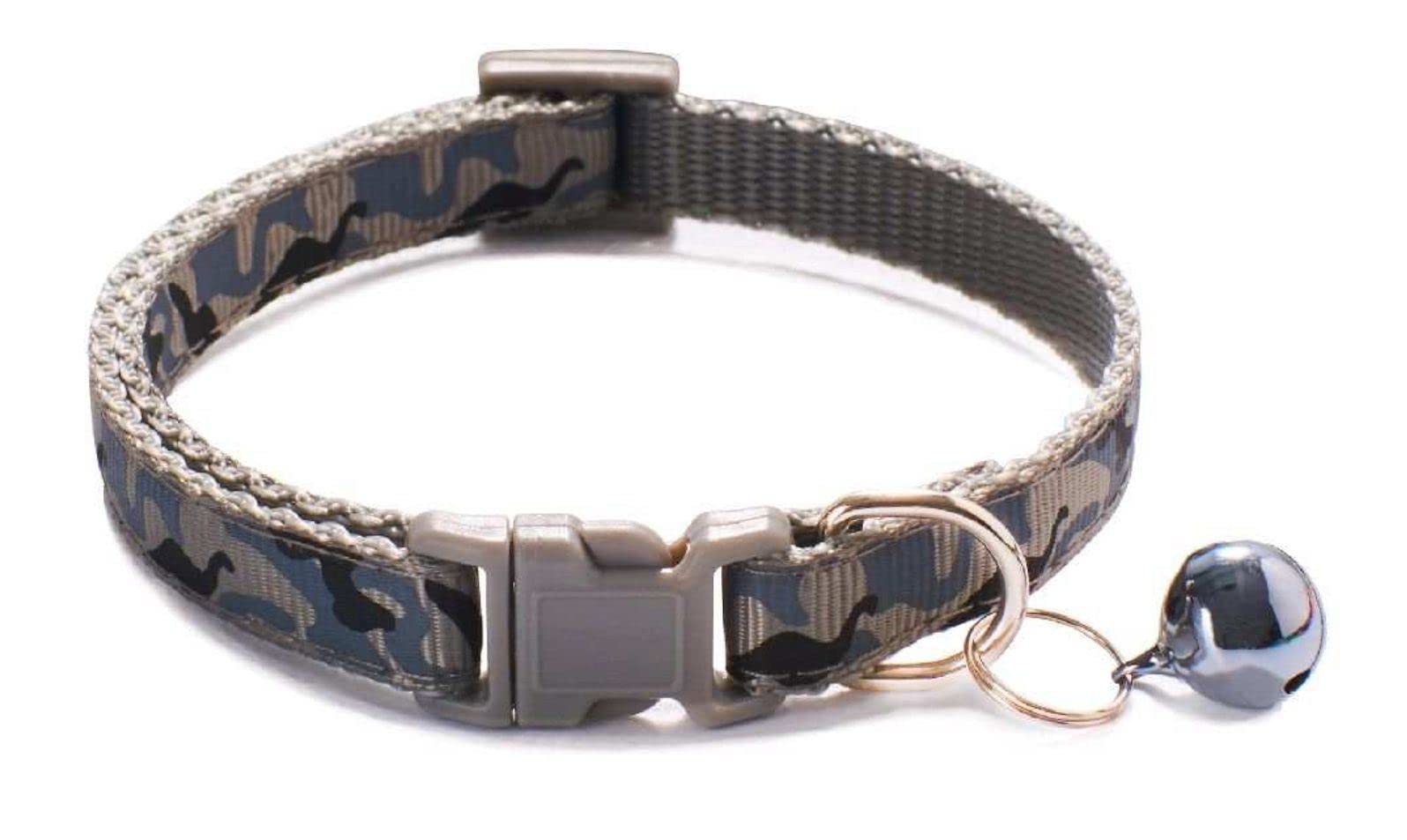 Litvibes Cat Collar With Bell,Kitten And Small Dogs Soft Adjustable Collar,Safe,Breakaway For Cats And Puppies  Grey (Camo Desi