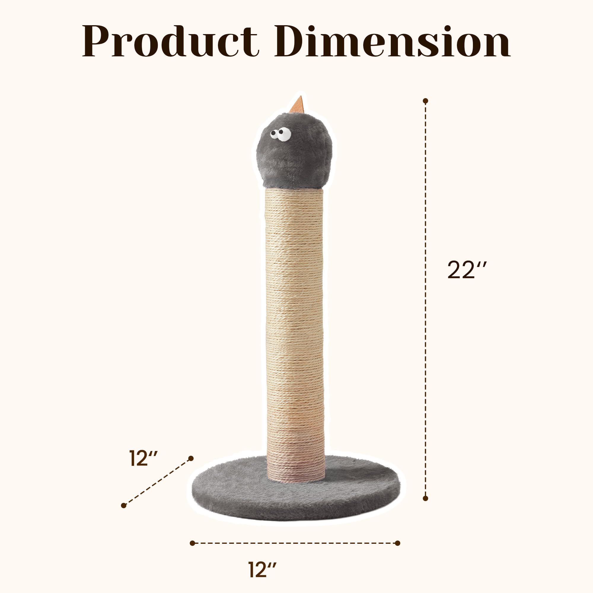 Fansafurn 22In Cat Scratching Post (Grey)