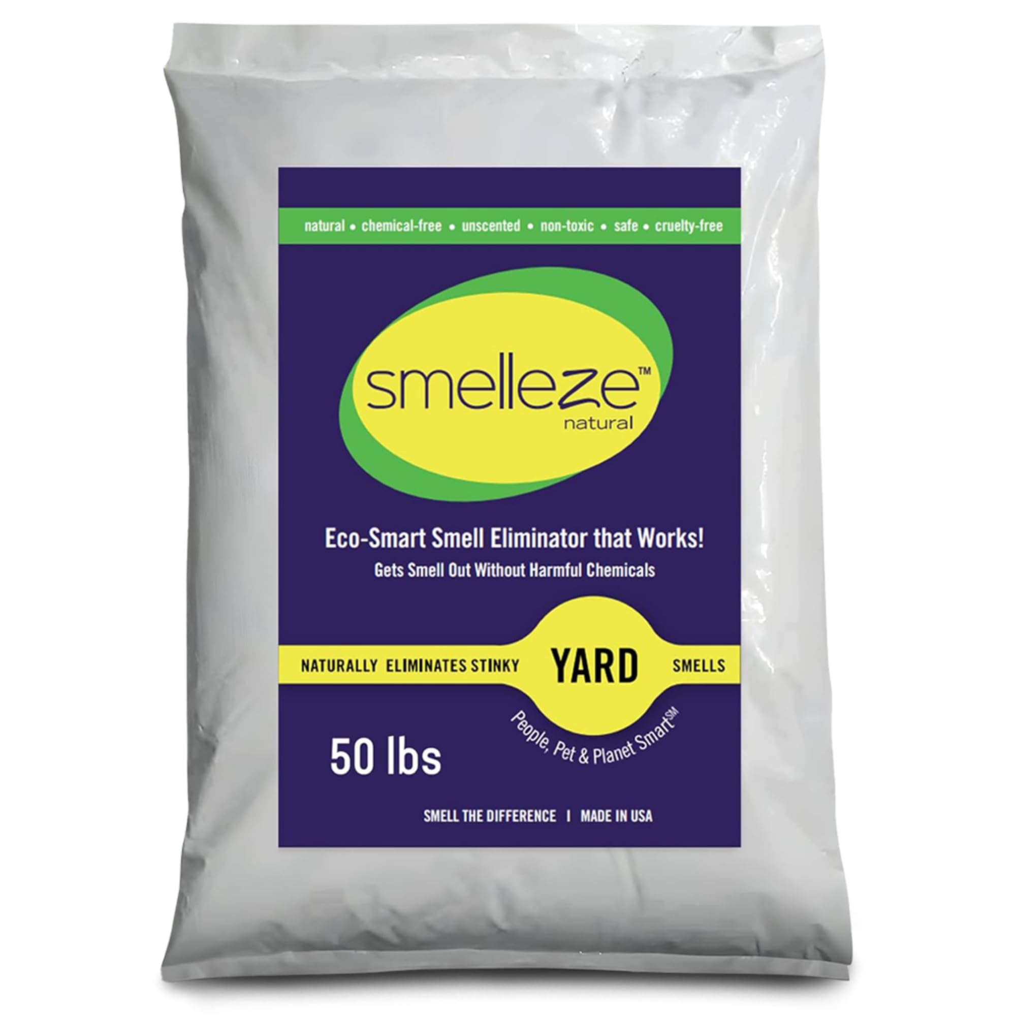 Smelleze Natural Yard & Concrete Smell Removal Deodorizer: 50 Lb. Granules Eliminate Outdoor Pet Urine & Feces Odor. Long Lastin