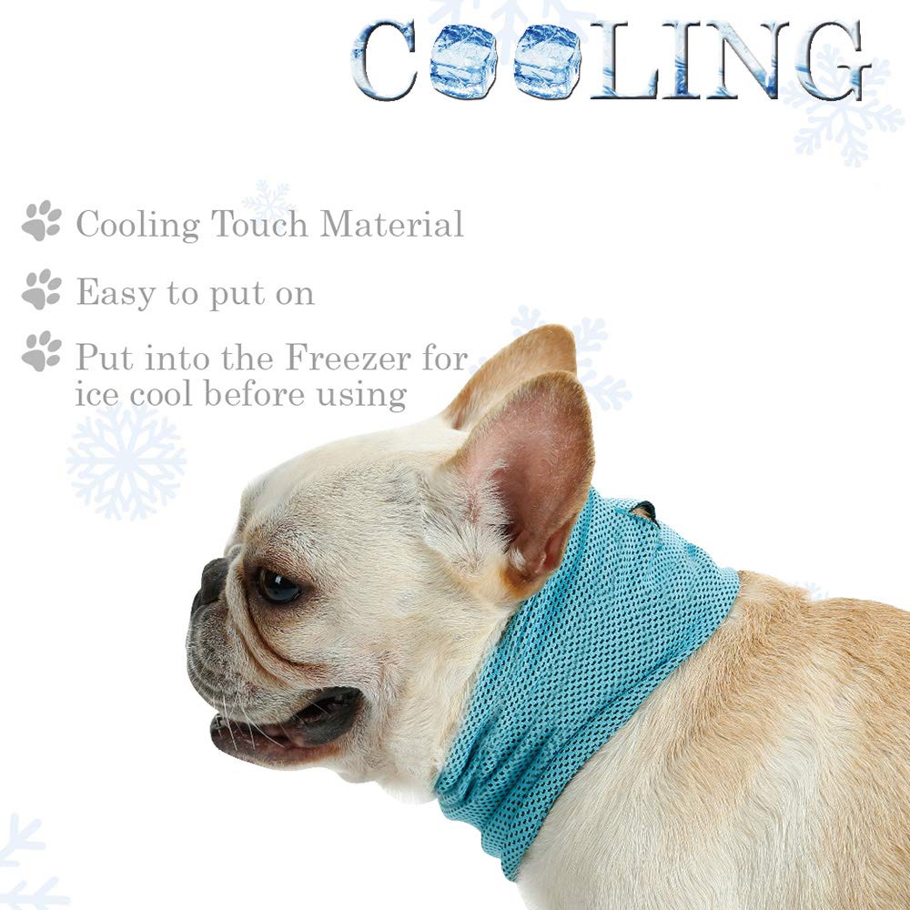 Delifur Dog Instant Cooling Bandana Pet Breathable Scarf Cats Ice Collar For Summer (Blue, M)